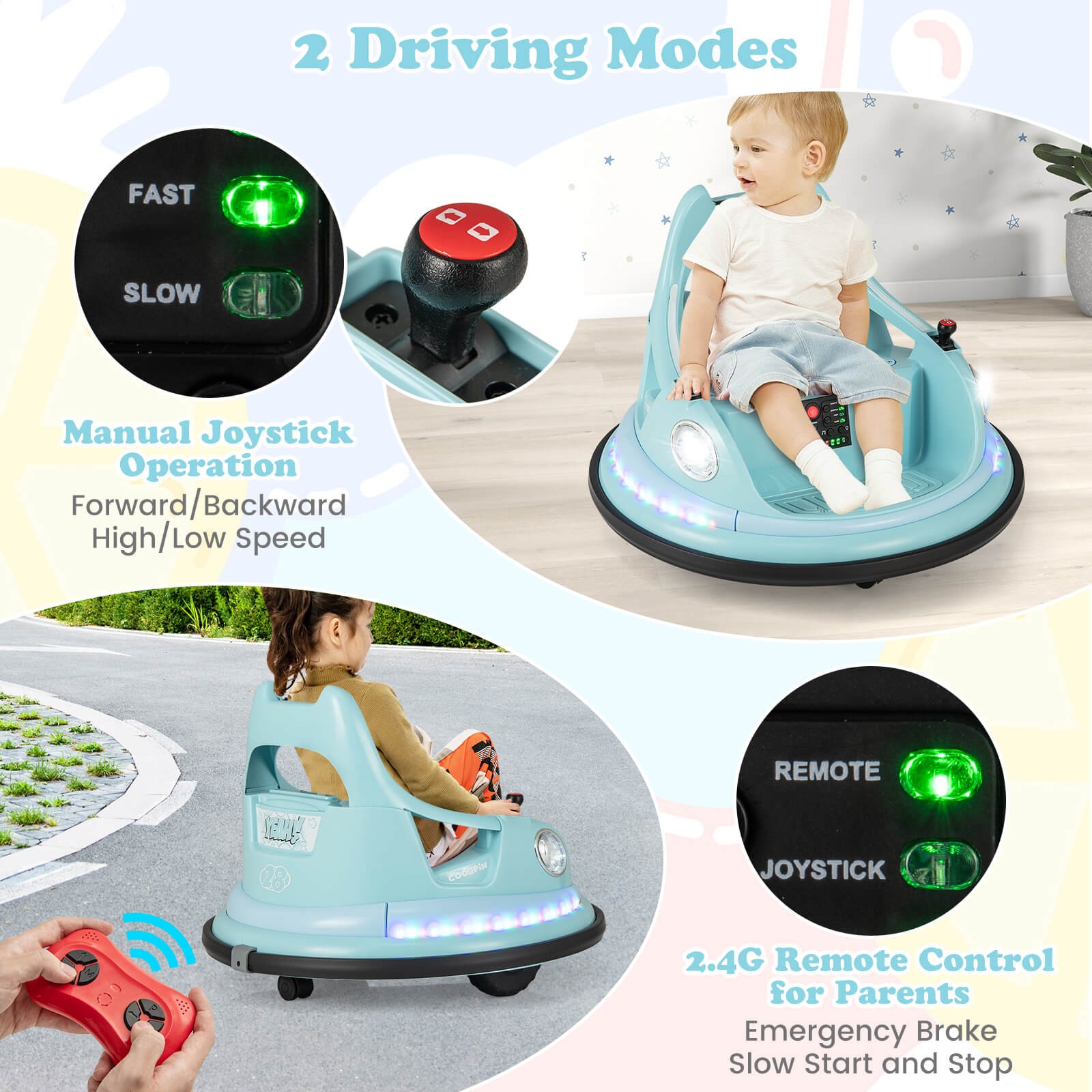 12V Kids Electric Ride On Bumper Car Battery Powered Bumper Car w/Remote Control