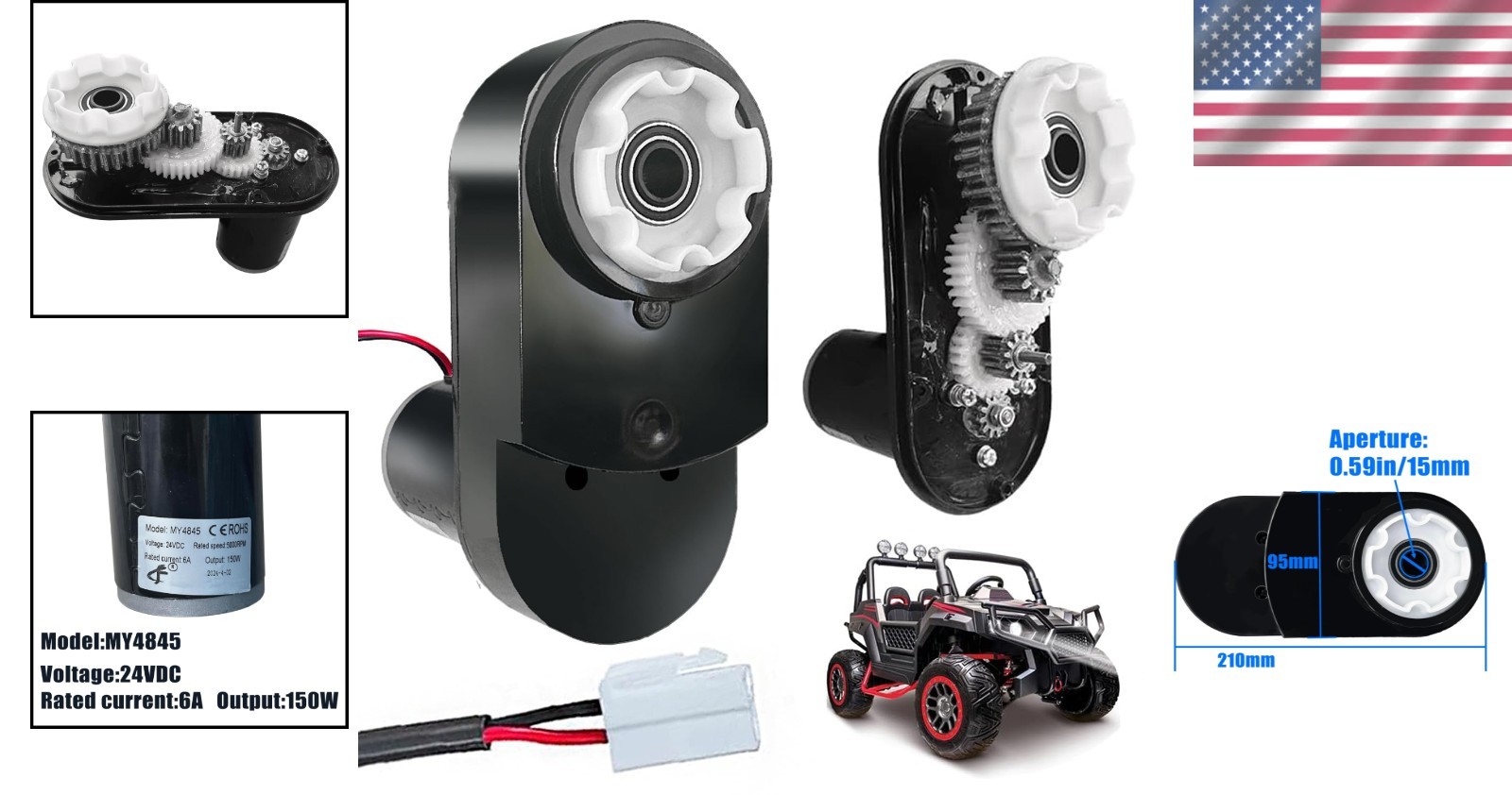 Powerful 24V Motor Gearbox for Ride-On Toys – 5000RPM High Torque Performance