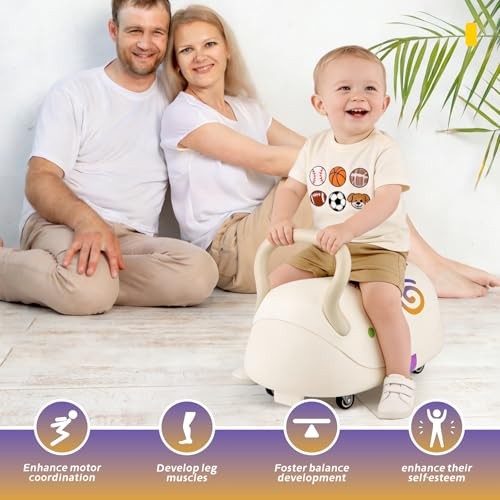 Toddler Balance Ride-On Toys, Kids Wiggle Car with Quiet PU Wheels & Anti White