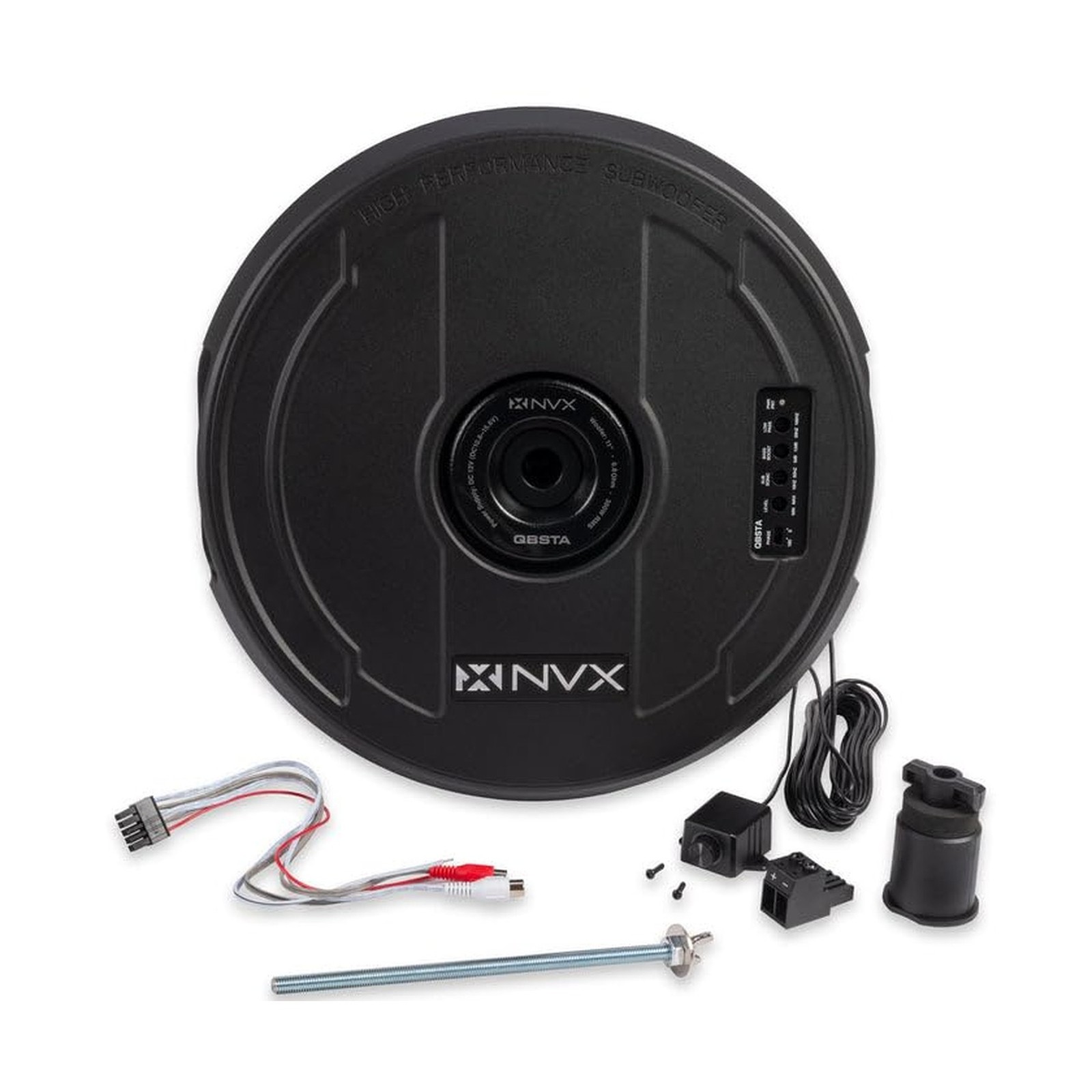 NVX QBSTA 900W Max (300W RMS) 11″ Powered Spare Tire Subwoofer Box with Built…