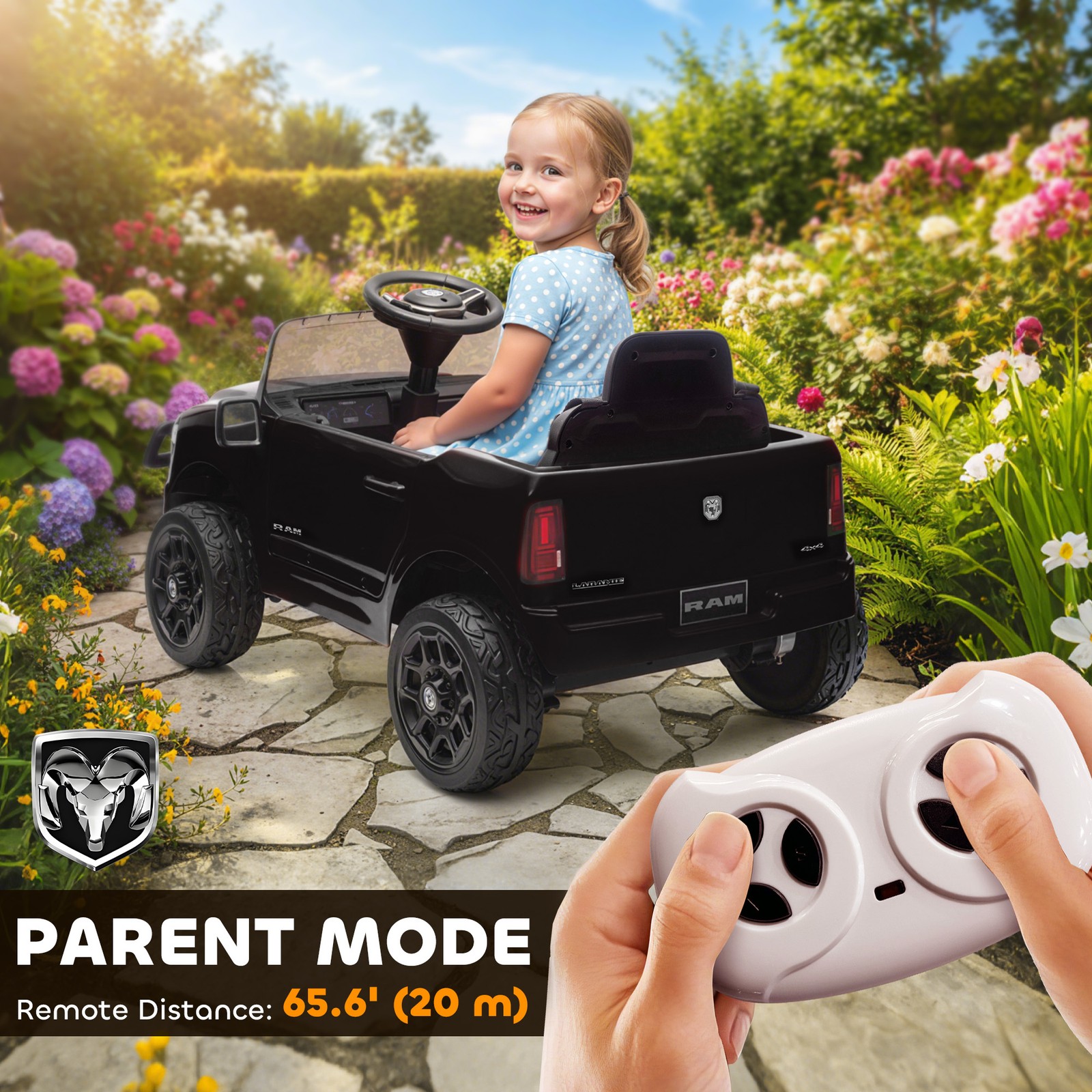 12V Kids Ride on Car, Ride on Toys with Dual Motors,…