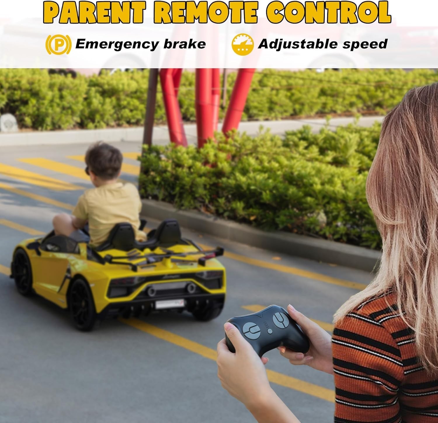 TOBBI 24V Kids Ride On Drift Car Licensed Lamborghini SVJ 2 Seater High Speed