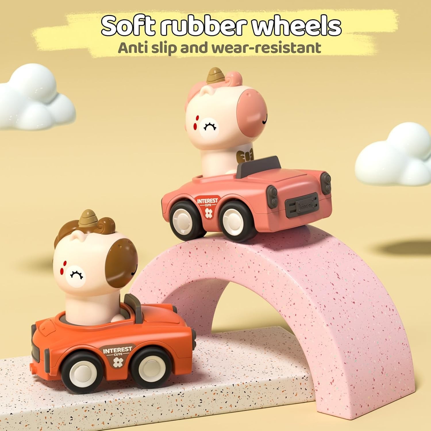 Colorful Friction Car Toy Set with Rotating Animal Drivers – Ideal for Toddlers