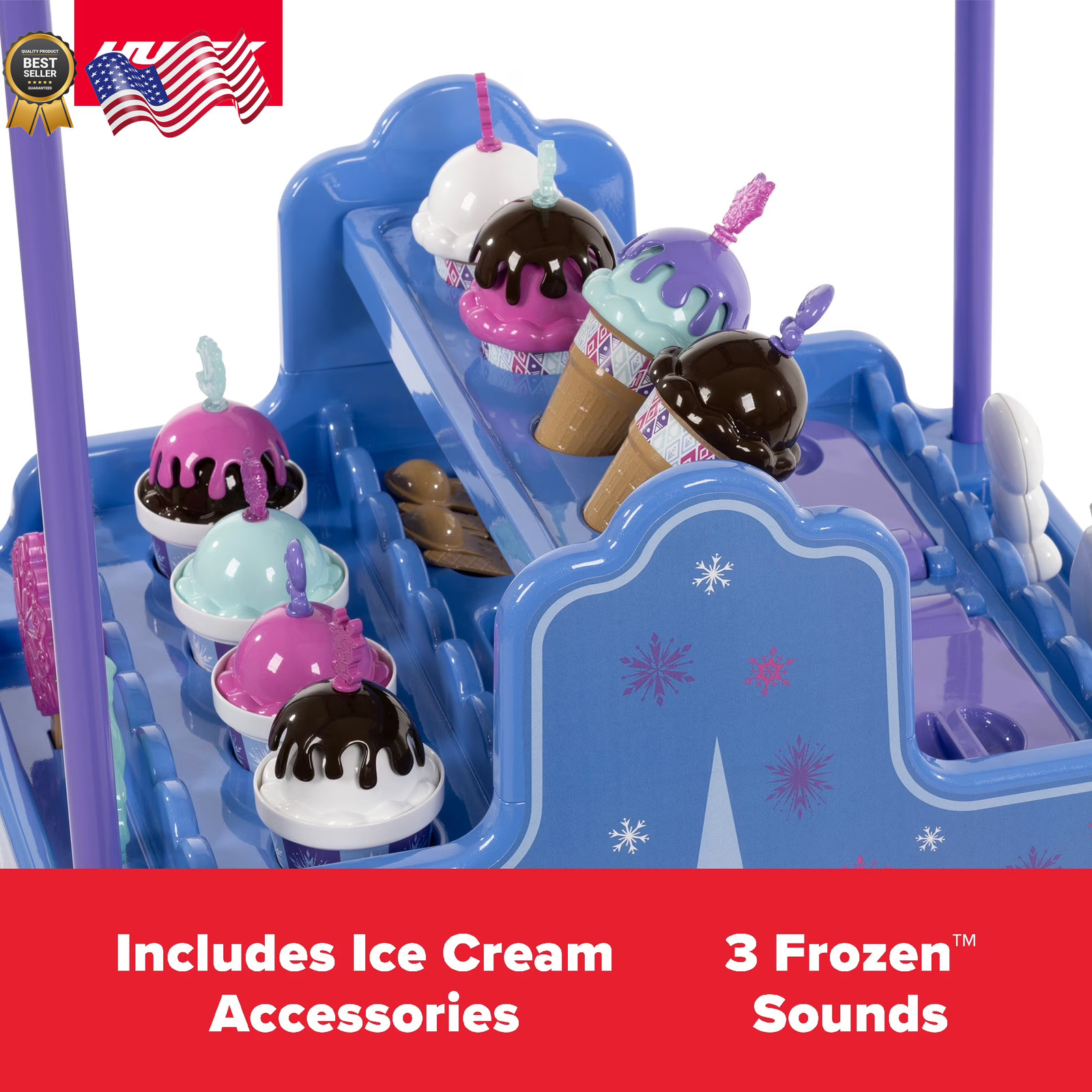 Kids Disney Frozen Electic Ride On Ice Cream Cart Toy W/ Ice Cream & Music GIFT