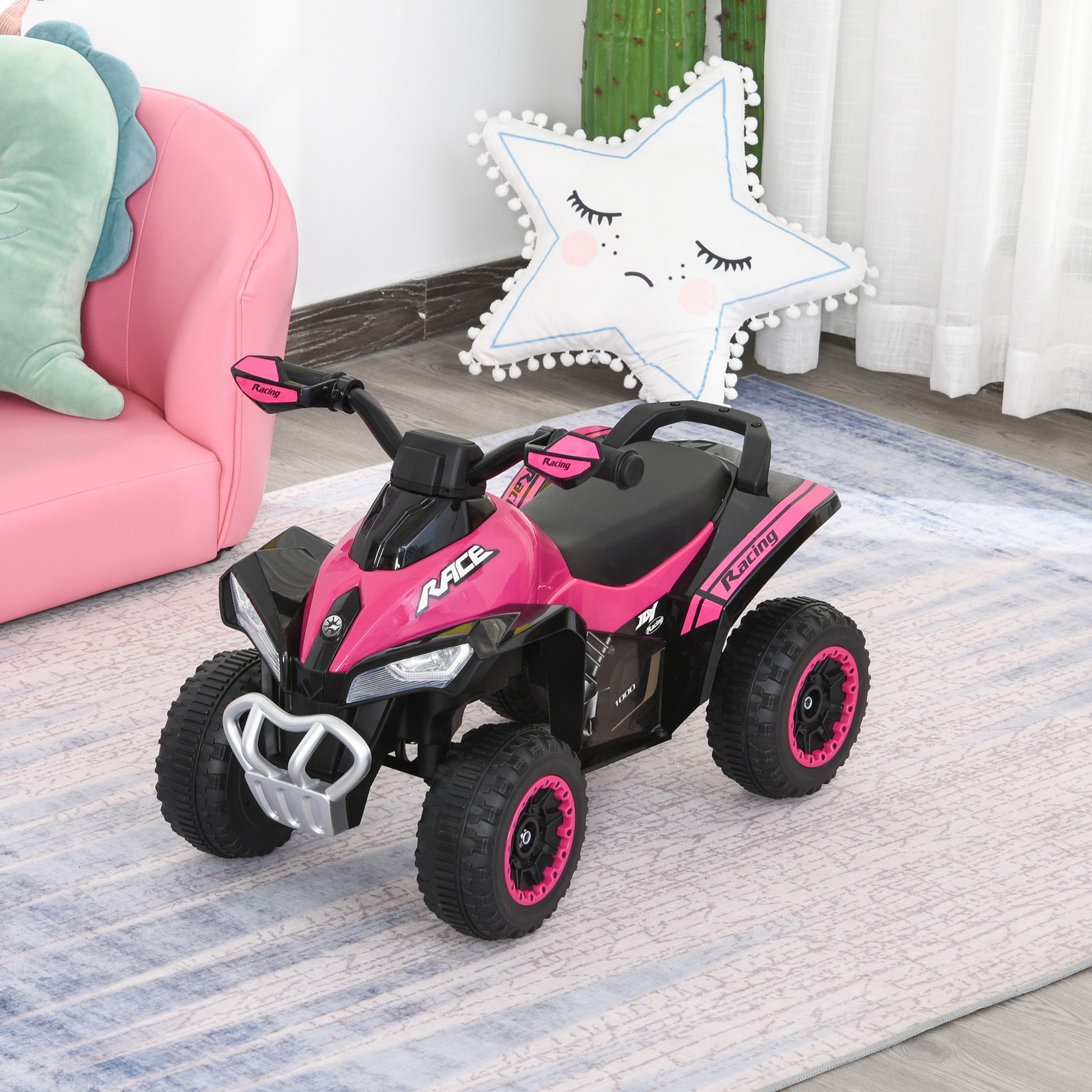 Kids Toy 4 Wheel Quad Foot-to-Floor Sliding Walking Car NO POWER 18-36M, Pink