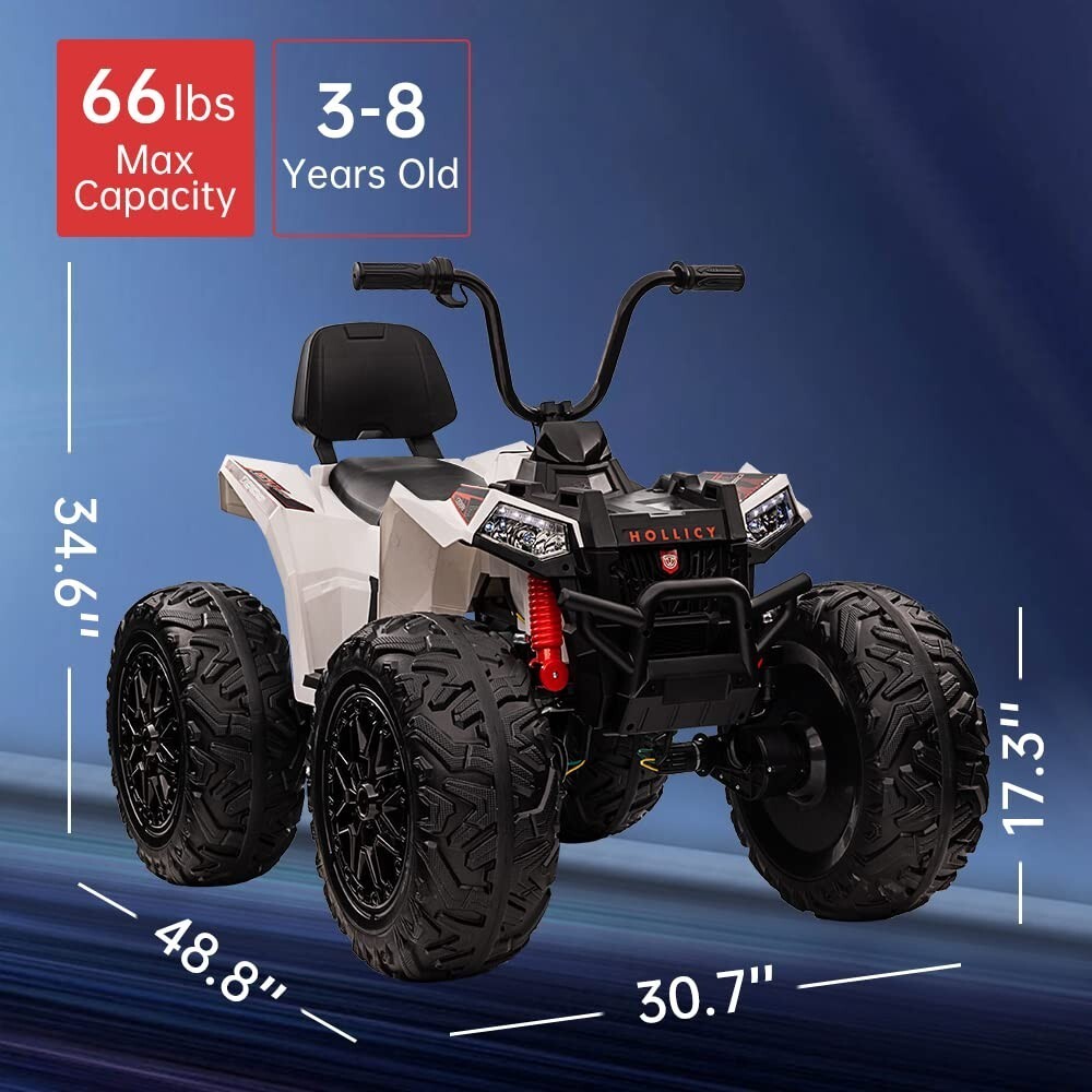 24V Kids Ride On ATV Quad Electric 4-Wheels Car Toy W/ LED Light USB & MP3 Music