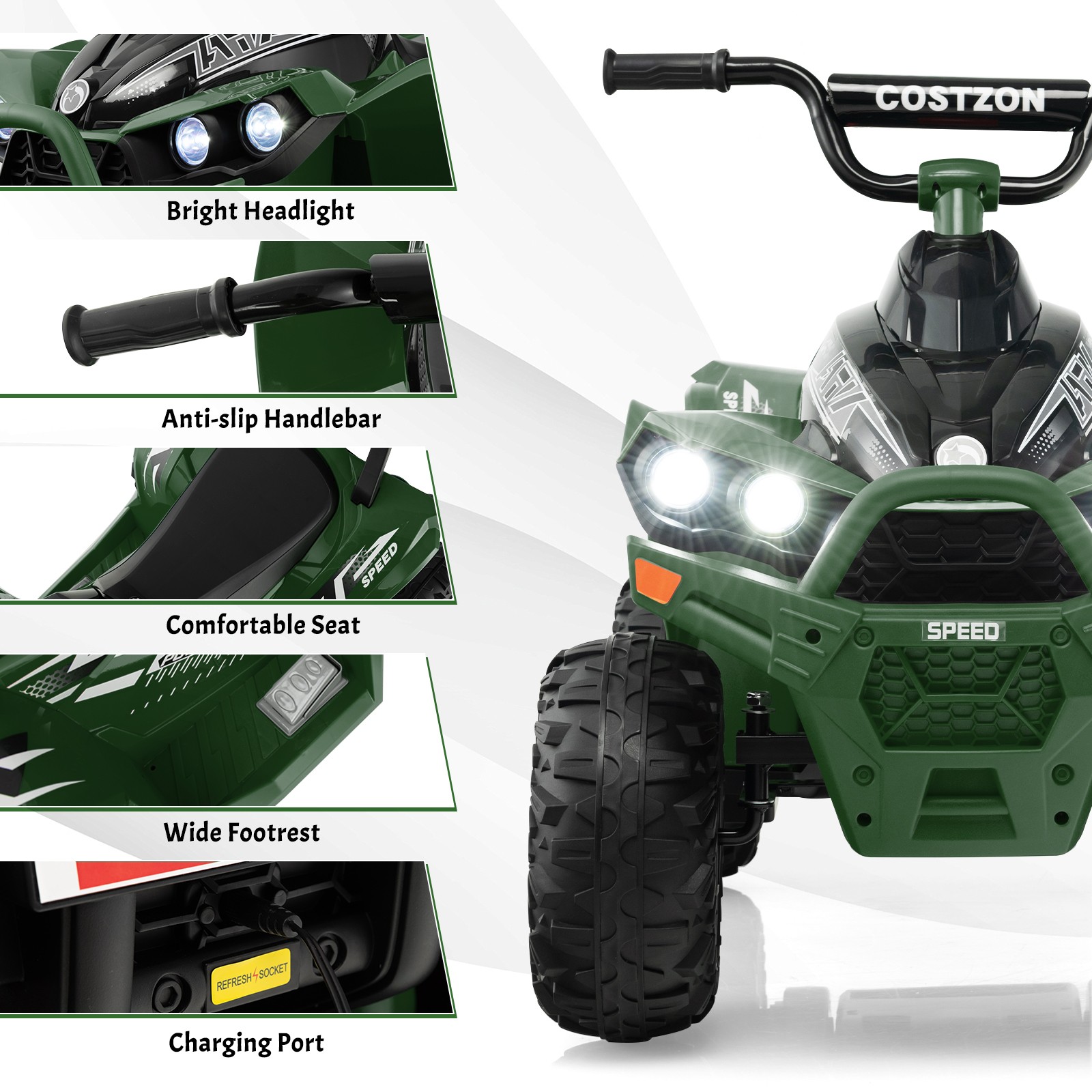 12V Battery Powered Kids Ride-on Toy Car w/ Cool ATV Look & Attractive Colors