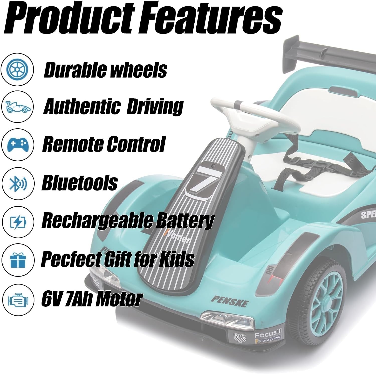 6v Electric Racer Go Kart for Kids with 2.4g Remote Control Ride on Toy for Kids