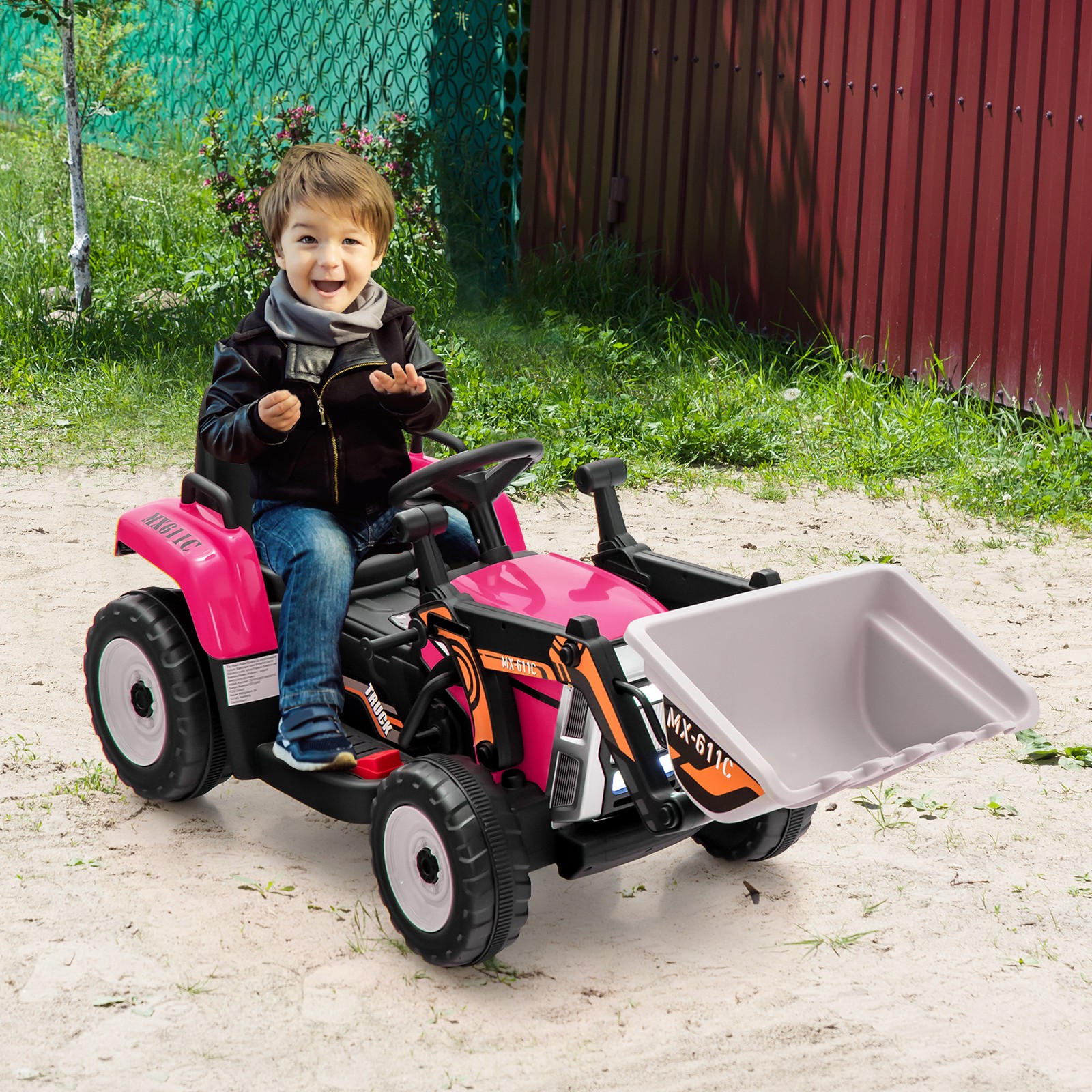 12V Kids Ride On Excavator RC Electric Toy Tractor with 2.4GHz Remote Control
