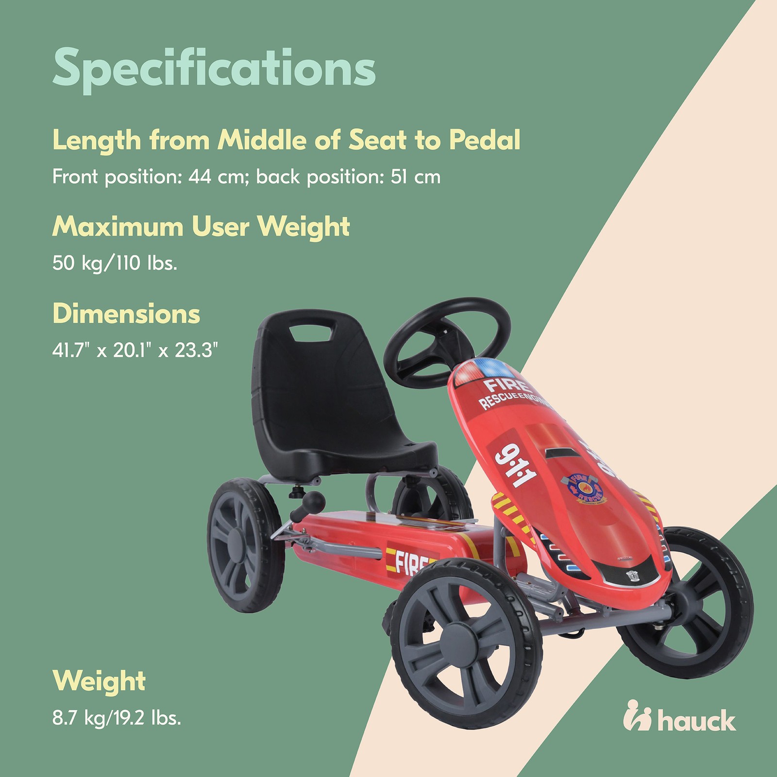 hauck Speedster Pedal Go Kart with Bucket Seat for Kids Ages 4 to 8 (For Parts)