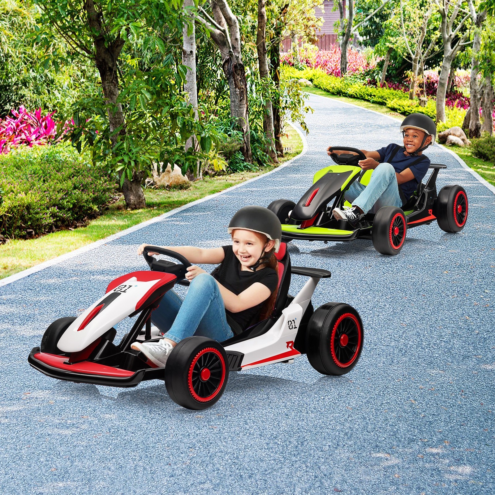 24V Kids Ride On Go Kart Child Electric Drift Go-Kart with LED Light MP3 Music