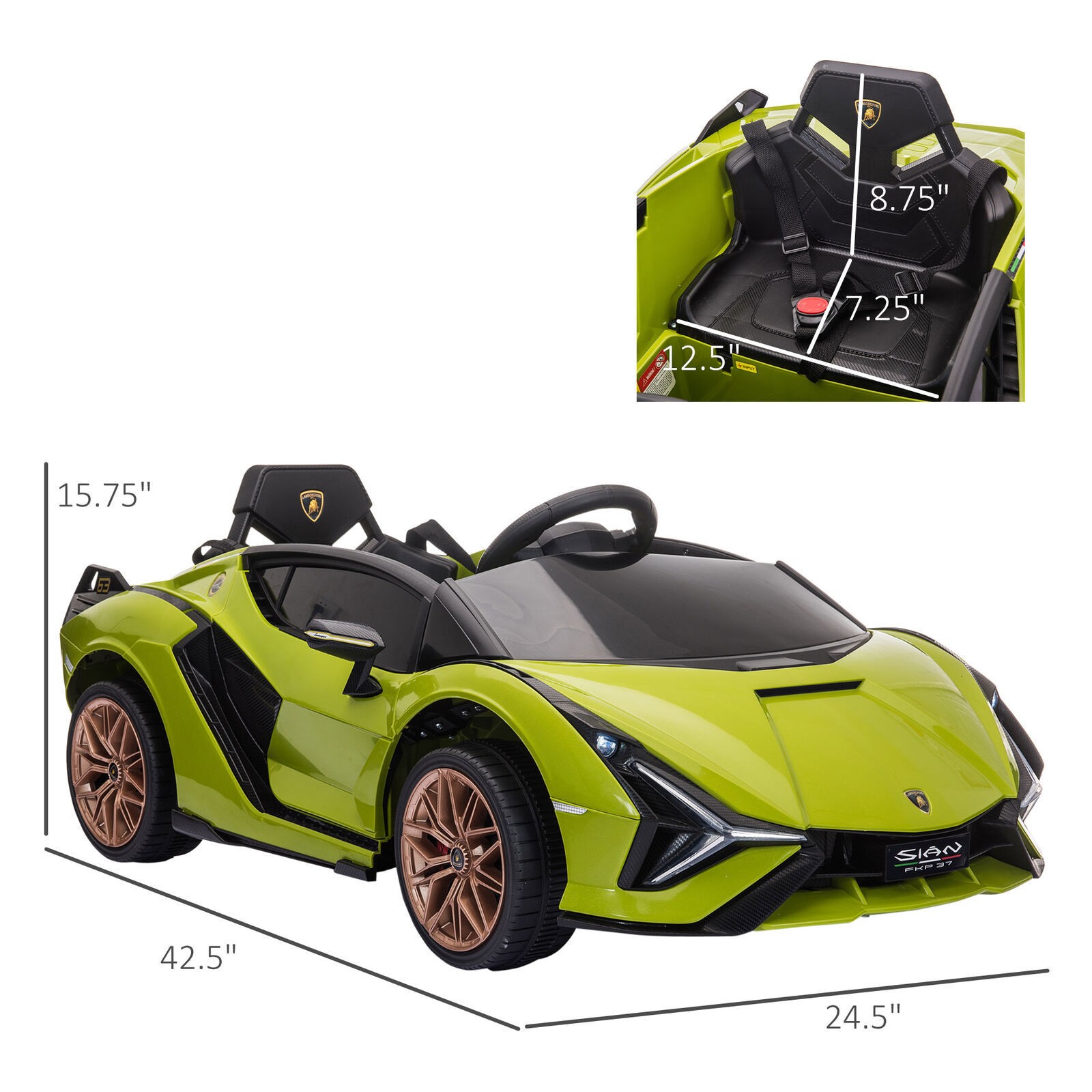 12V Electric Kids Ride On Car Toy with Remote Control MP3 Player for 3-5 Year