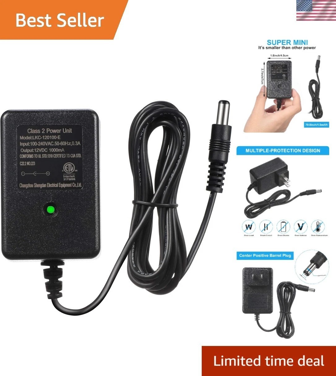 Universal 12V Battery Charger for Electric Ride-On Cars – LED Indicator Light