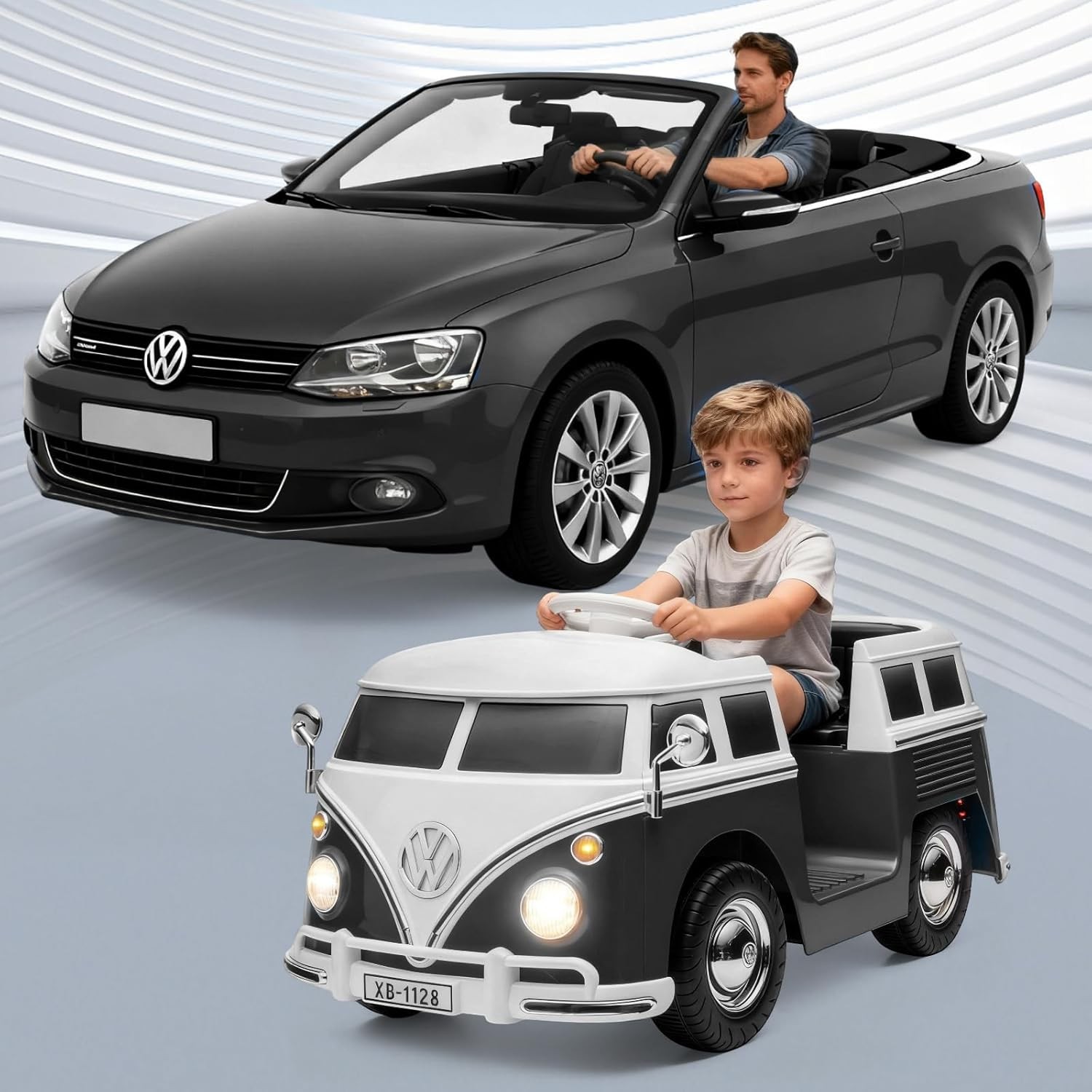 6V Electric Ride on Toy w/ 4.5AHBattery,Ride-on-Bus Licensed Volkswagen for Kids
