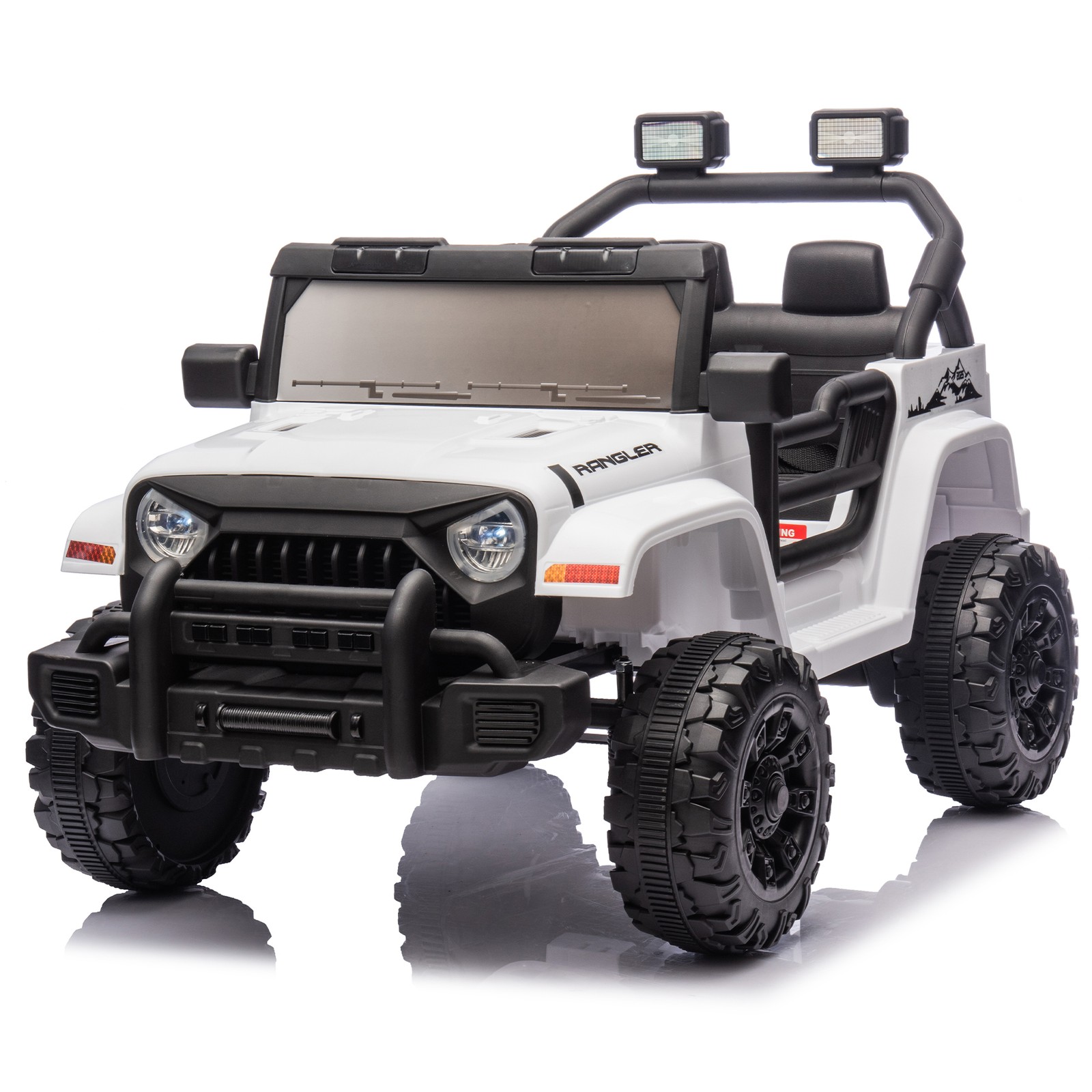 12V Kids Ride On Car Dual Drive 4 wheel With Bluetooth USB for Kids 2-4 White