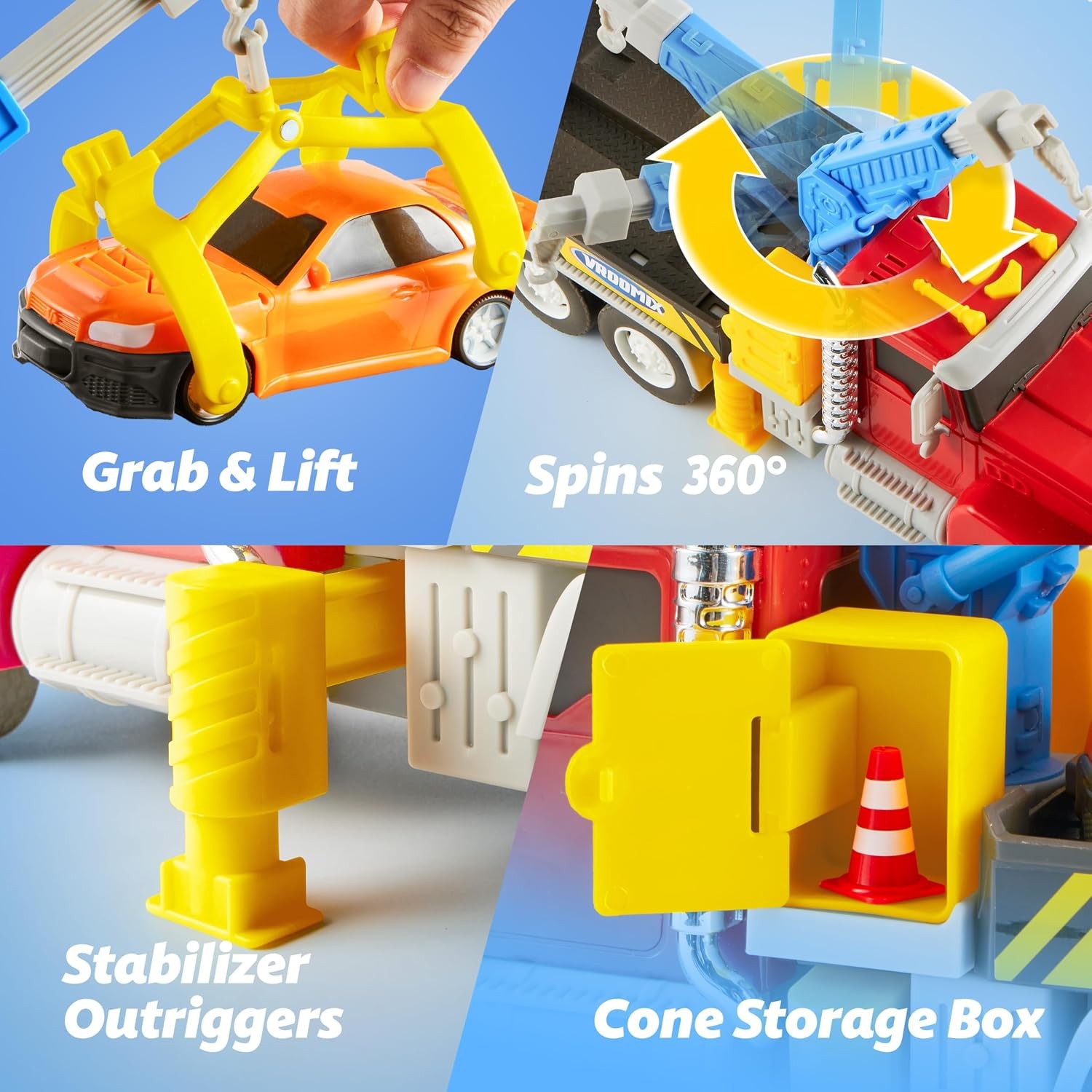 Vroomix Kids Tow Truck Toys for 3 4 5 6 7 Years Old Boys, Toddler Car Toys