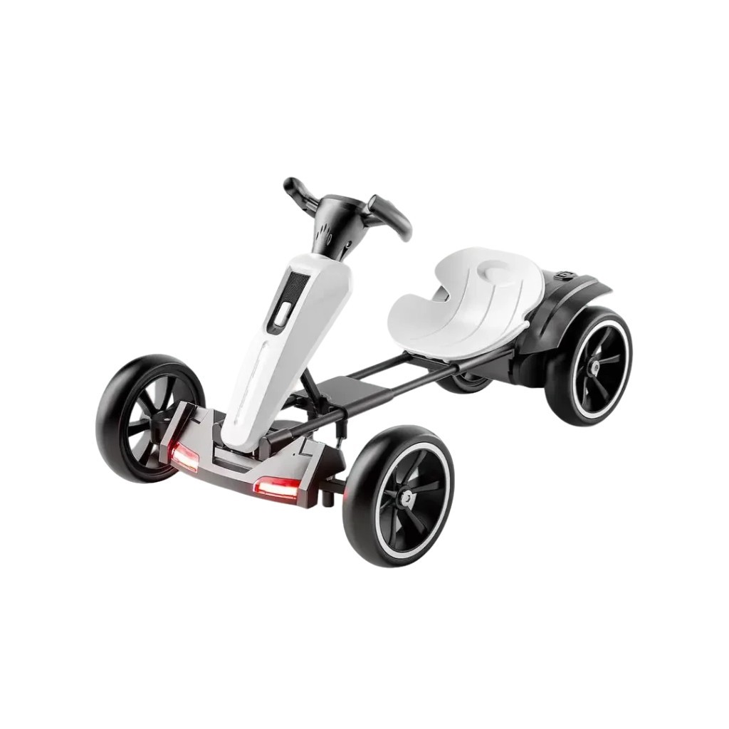 12V Electric Go Kart for Kids Drift Kart Ride on Toy with Adjustable Seat, White