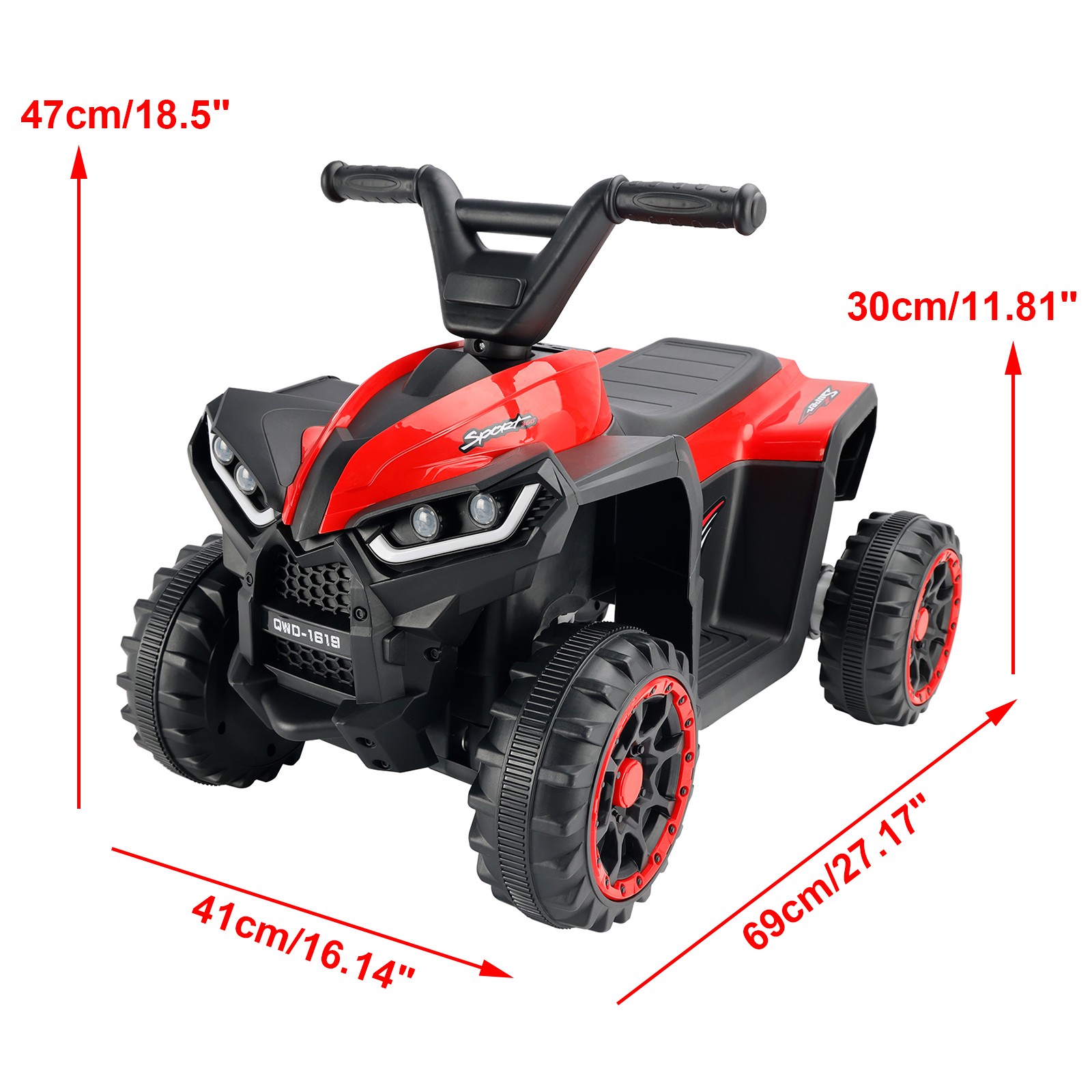 12V Ride On Atv Car For Kids Electric Toy Off-Road 4 Wheeler Quad Children Car`
