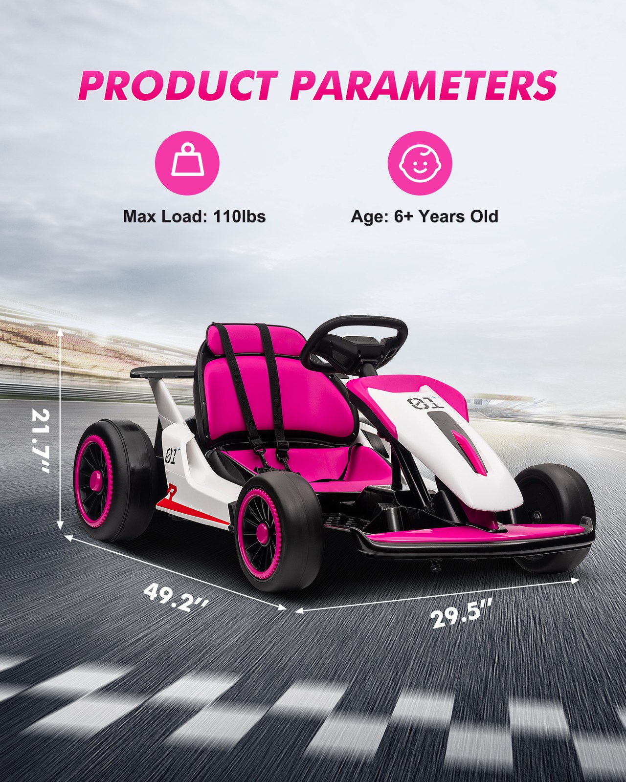 Kids 24V Ride On Toy Go Kart Child Electric Drift Go-Kart w/Long-Lasting Battery