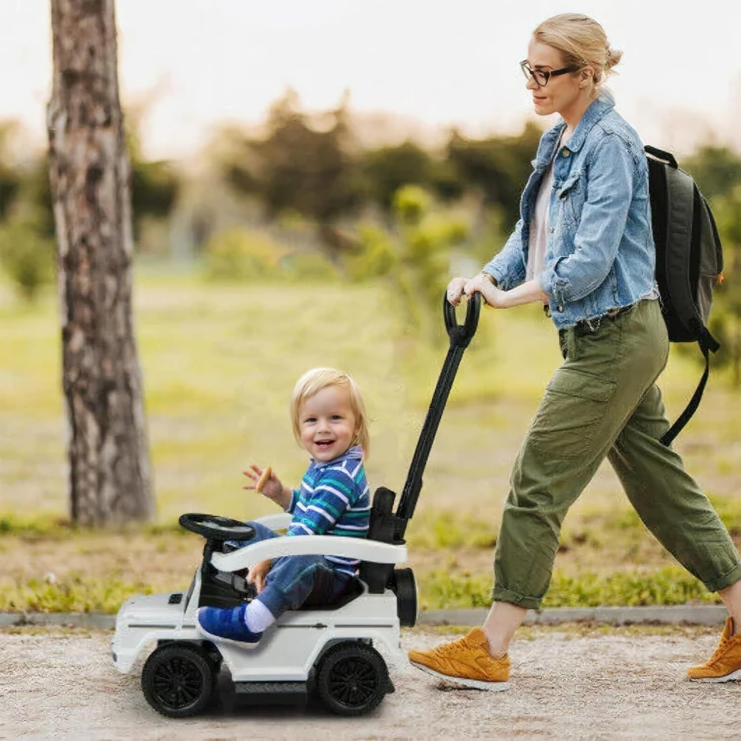 Versatile 3-in-1 Toddler Push Car: Mercedes G-Wagon Stroller with Music