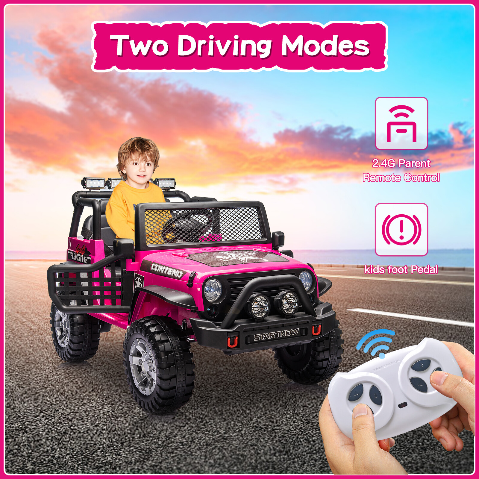 12V Ride On Truck Electric Jeep Off-Road Vehicle Car Toy W/ Remote Led Light MP3