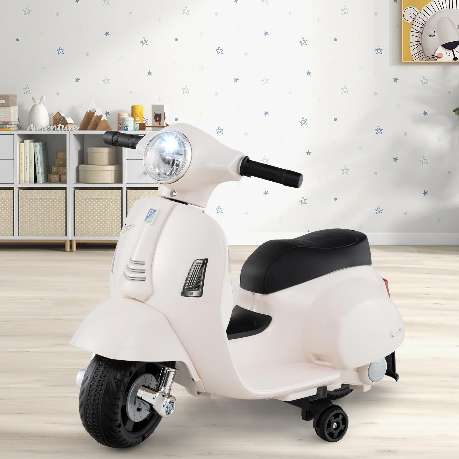 Costzon Toddler Motorcycle Licensed Vespa Ride On Motorcycle Training Wheels