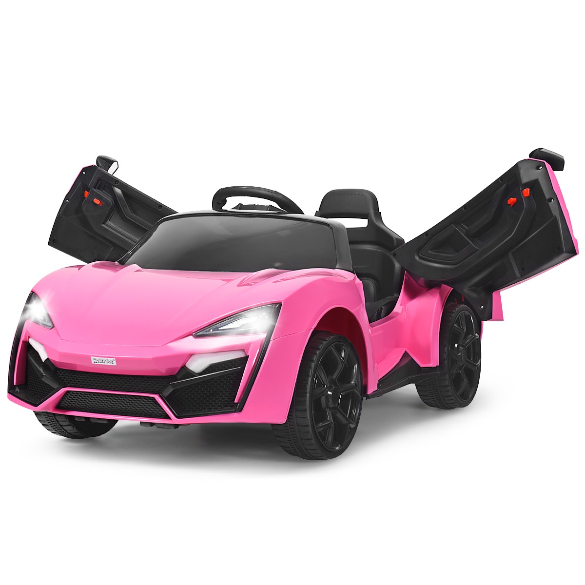 12V Kids Ride On Car 2.4G RC Electric Vehicle W/ Light Music Openable Doors Pink