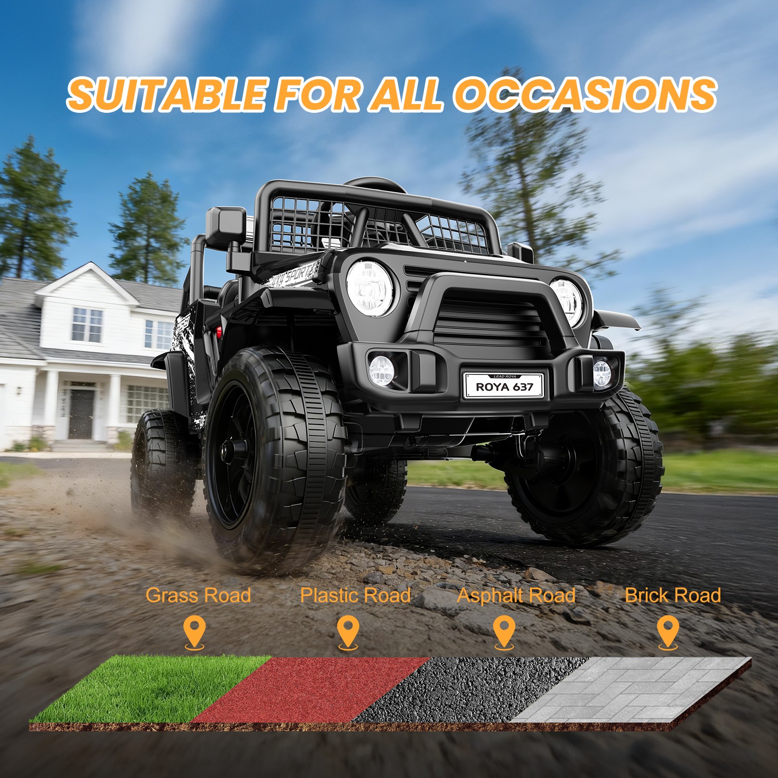 24V Kids Ride on Car 2 Seater Electric Truck Off-Road w/ Remote Control Toy Gift