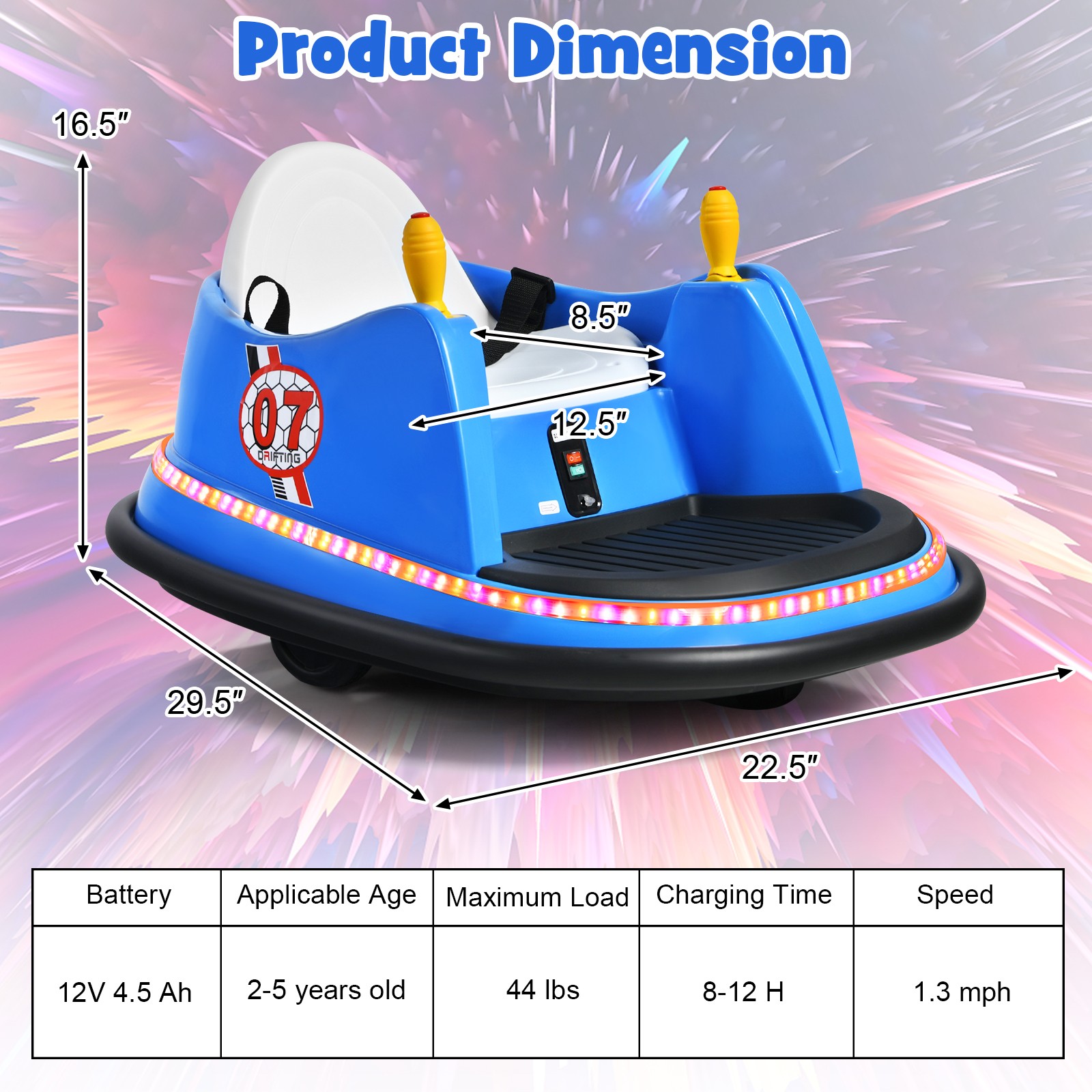 12V Vehicle 360° Spin Race Toy Kids Ride On Bumper Car w/ Remote Control