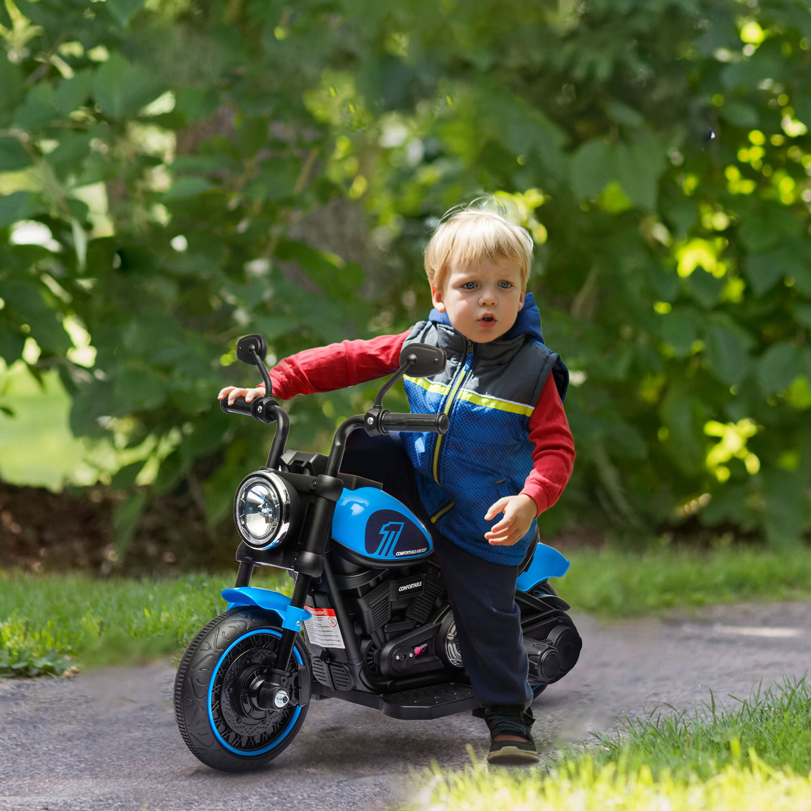 6V Kids Motorcycle w/ Training Wheels, One-Button Start, Pink