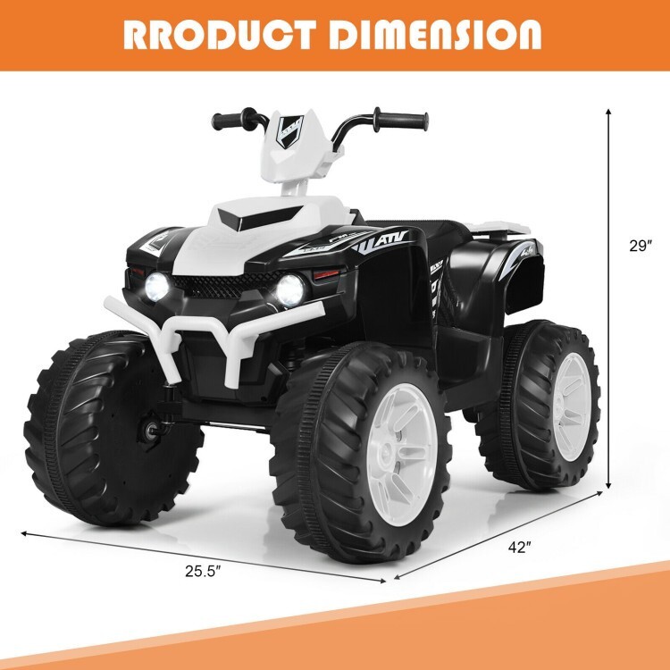 12V Kids 4-Wheeler ATV Quad Ride On Car w/ LED Light & Music Vehicle Toy White