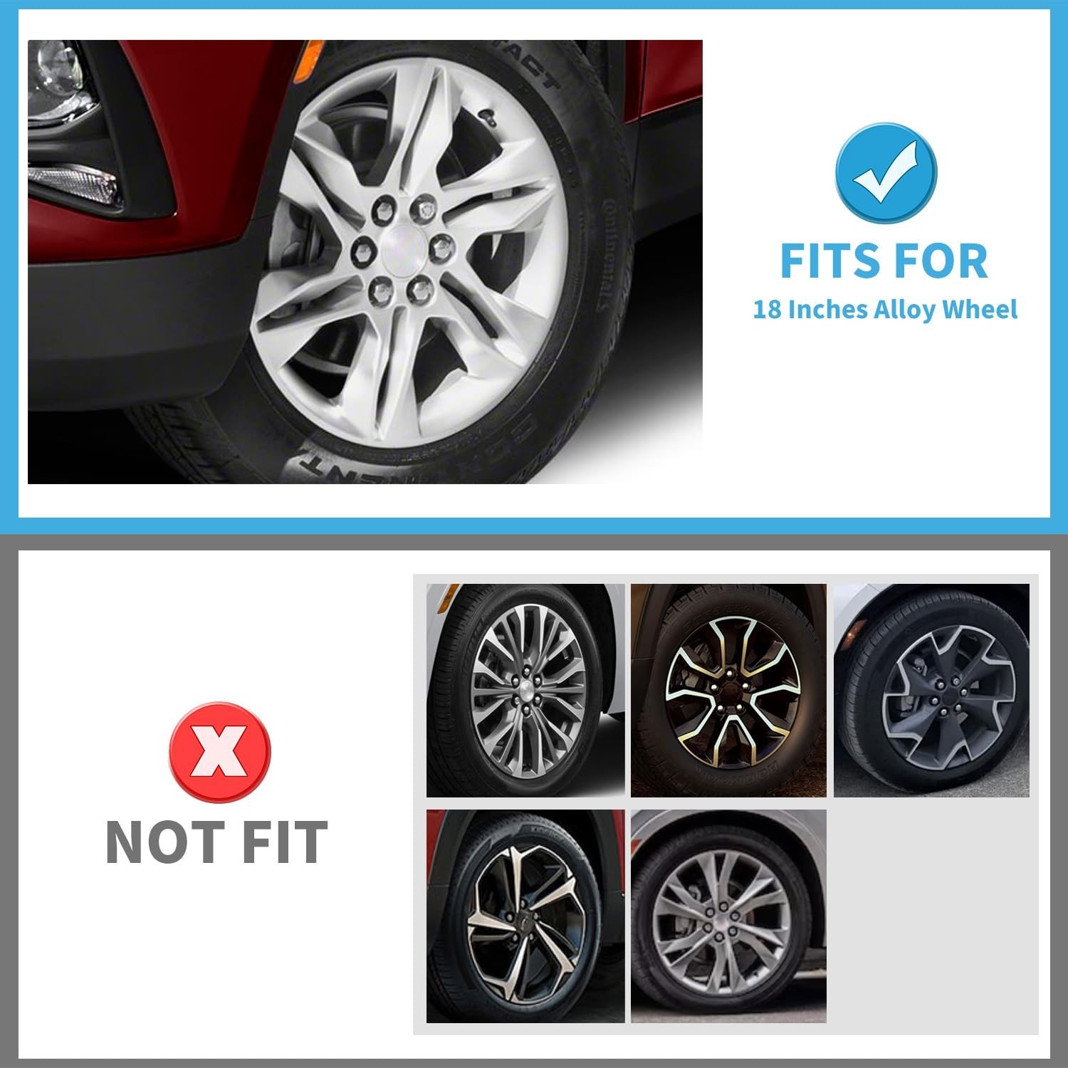 4-Pack 18 inch Wheel Skins Compatible with Chevrolet Chevy Blazer 2019 2020 2…