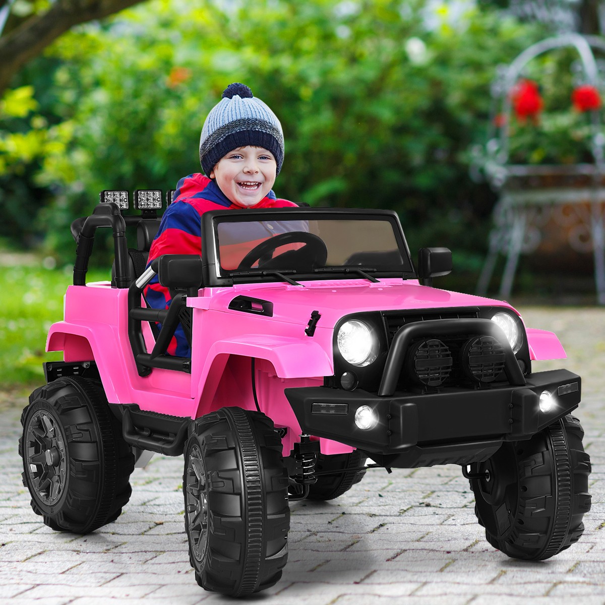 Costway 12V Kids Ride On Truck Car w/ Remote MP3 Music LED Light Pink