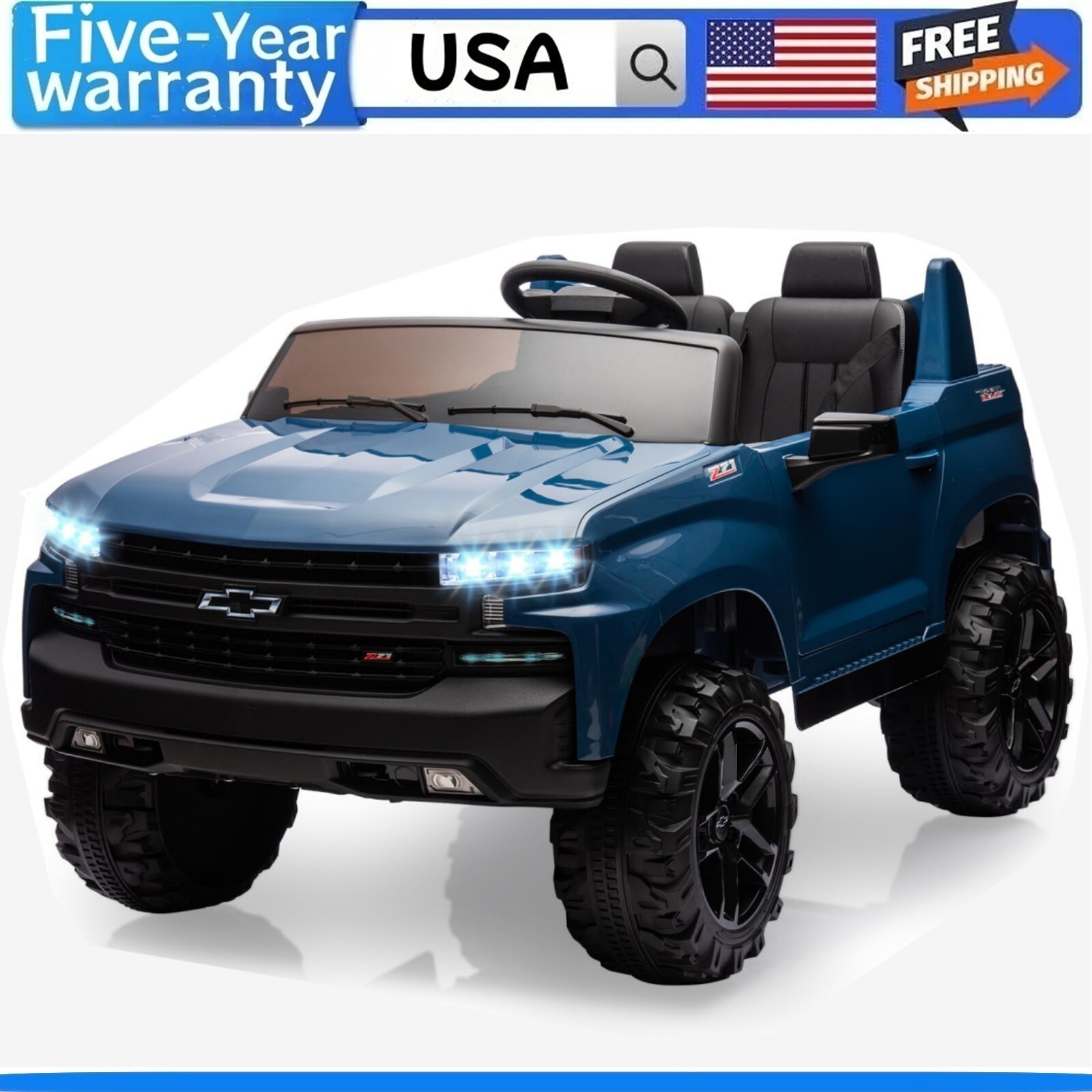 24V 2-Seater Truck Licensed Chevrolet Silverado Ride On Car Toy 3 Speeds Music