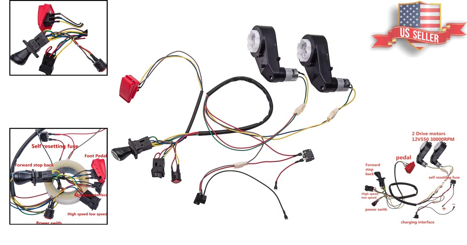 High-Speed Electric Car Accessory Set for Kids – DIY Wires, Gearbox & Pedal