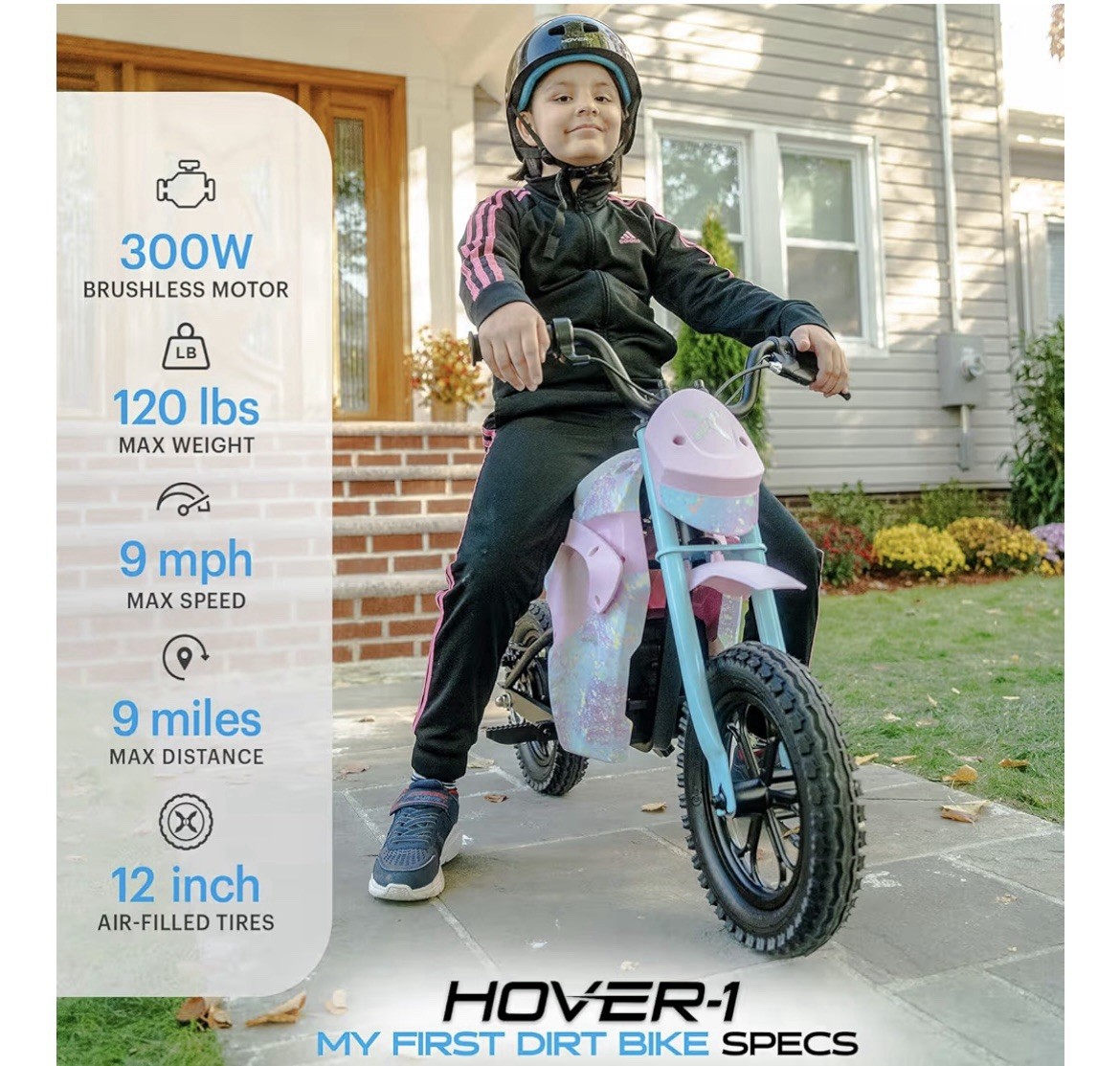 Hover-1 My First Dirt Bike for Kids – 300W Motor 9MPH Max Speed 9 Mile Range New