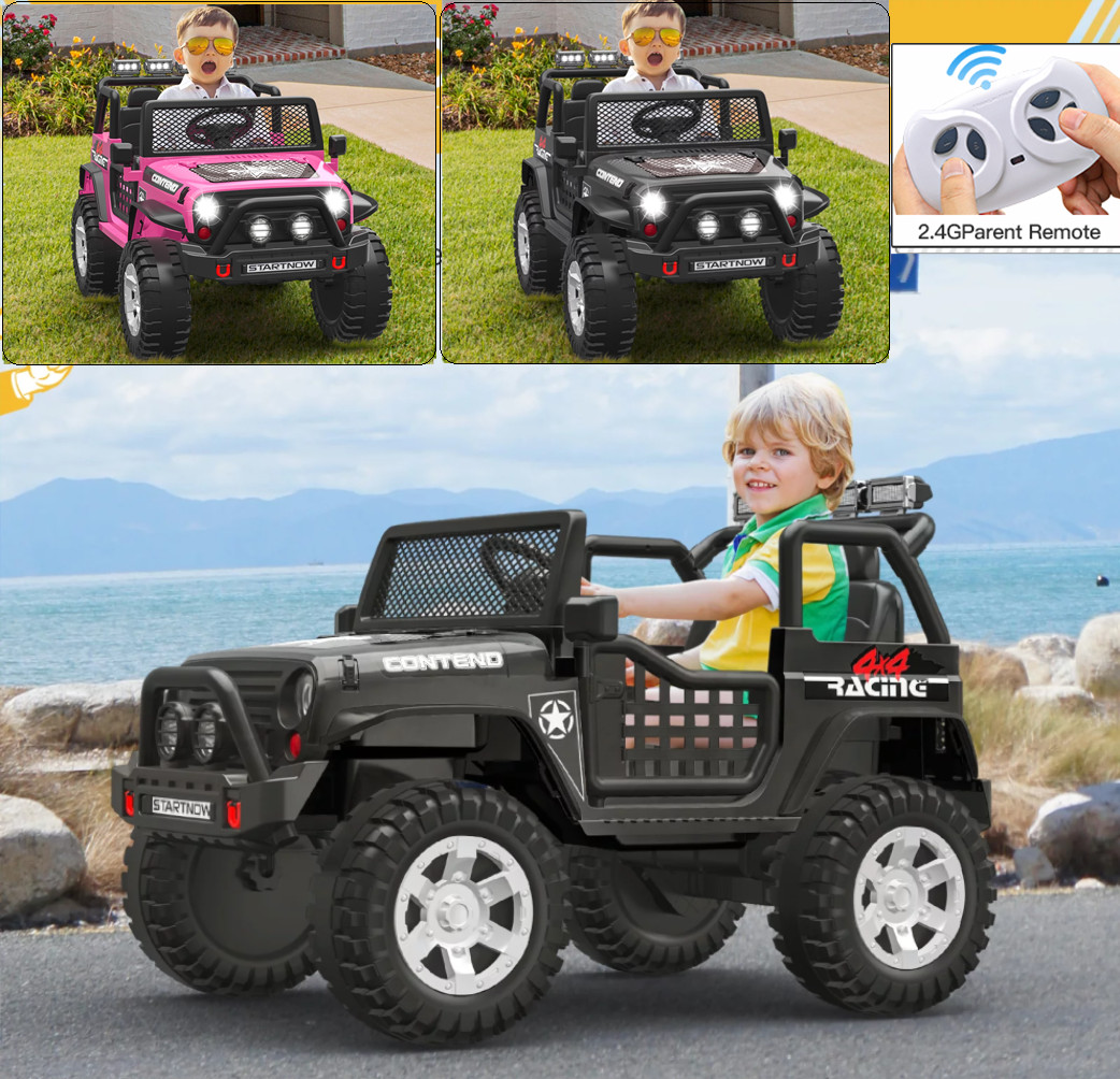 12V Kids Ride On Car Truck Jeep 2 Seater Electric Vehicle Remote Control LED MP3