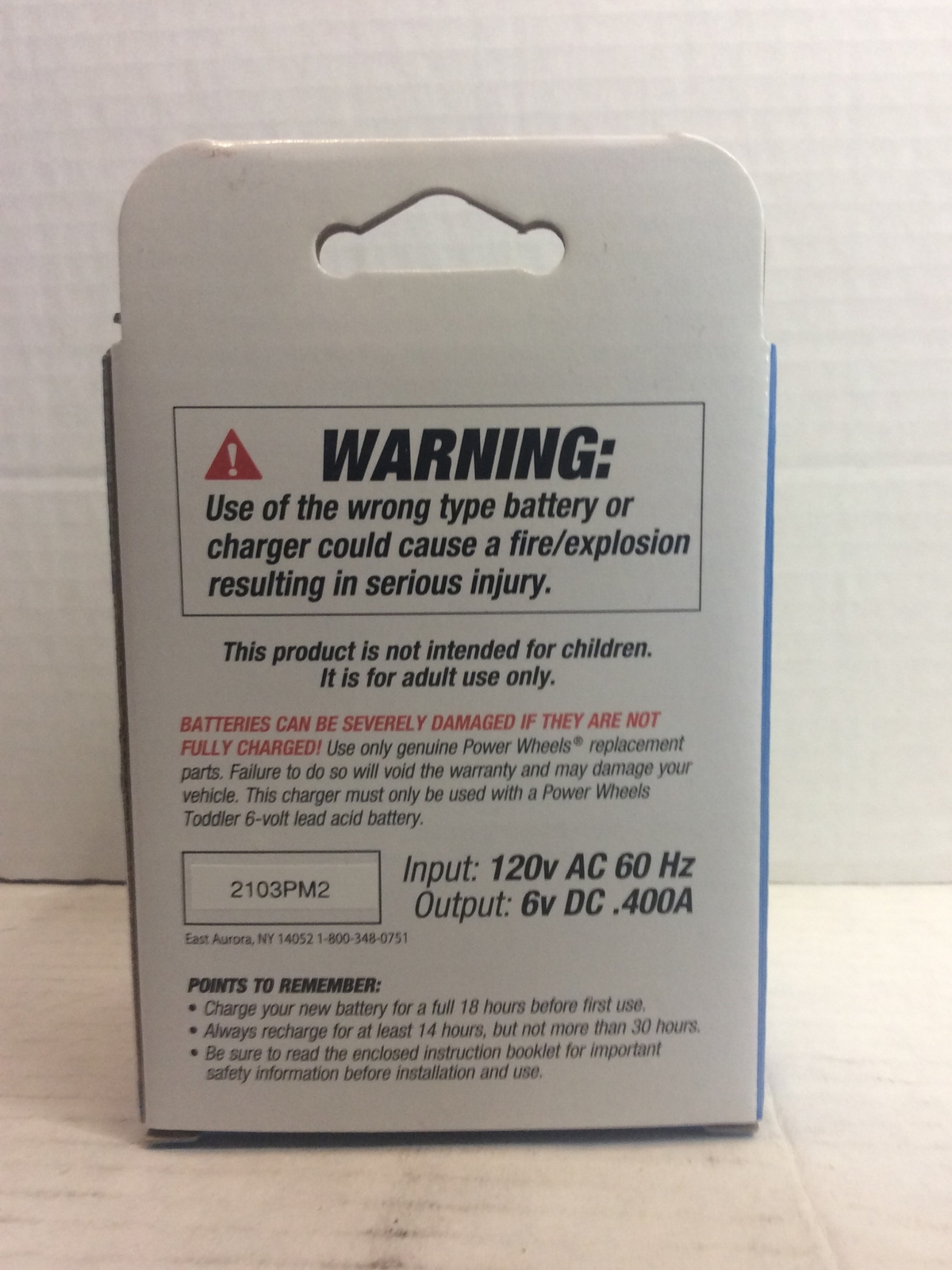 Fisher Price Power Wheels 6-Volt Battery Charger Toddler Blue P6829 6 Volt NEW