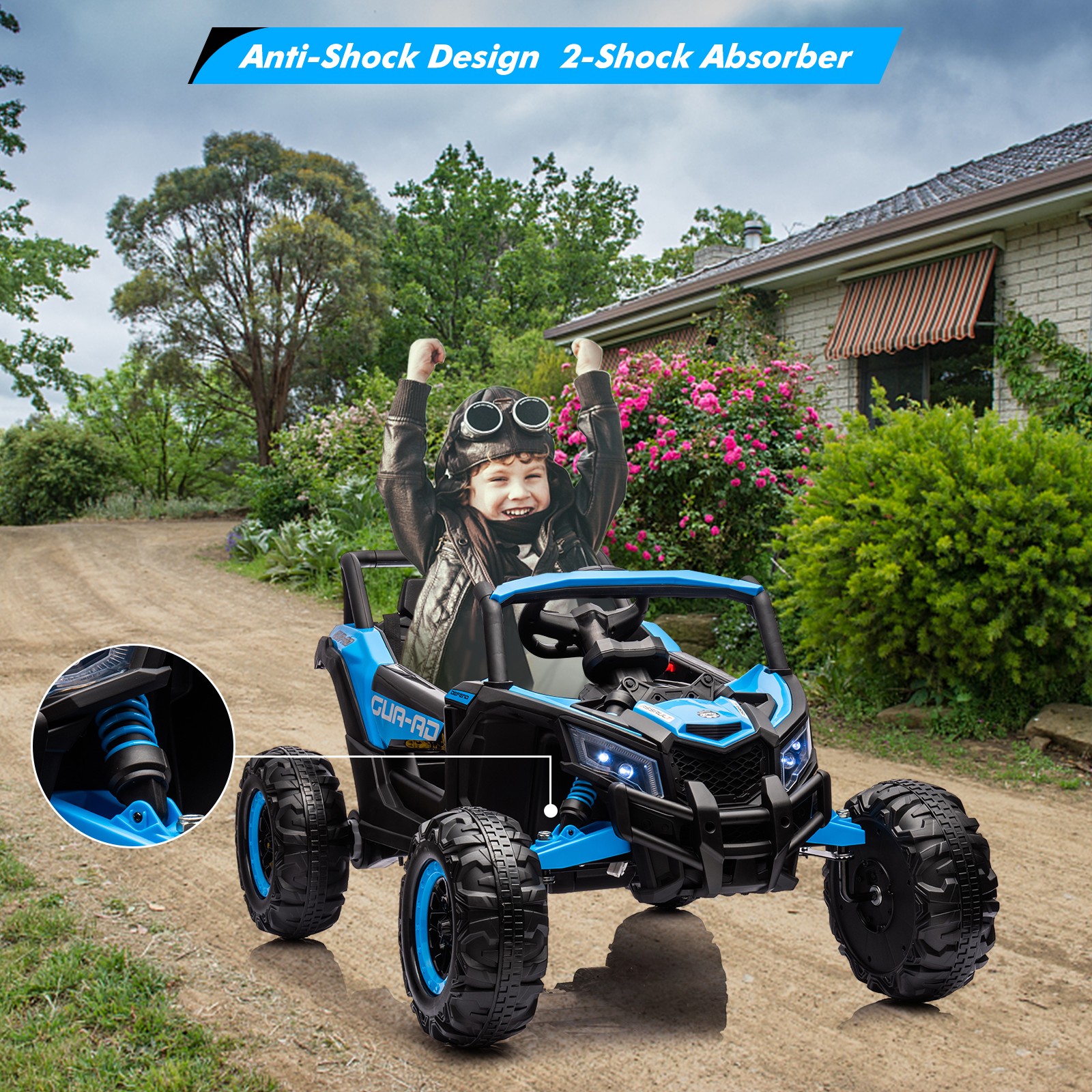 Electric 24V UTV for Kids w/ Remote, LED, EVA Tires, Music, Safe Durable Ride On