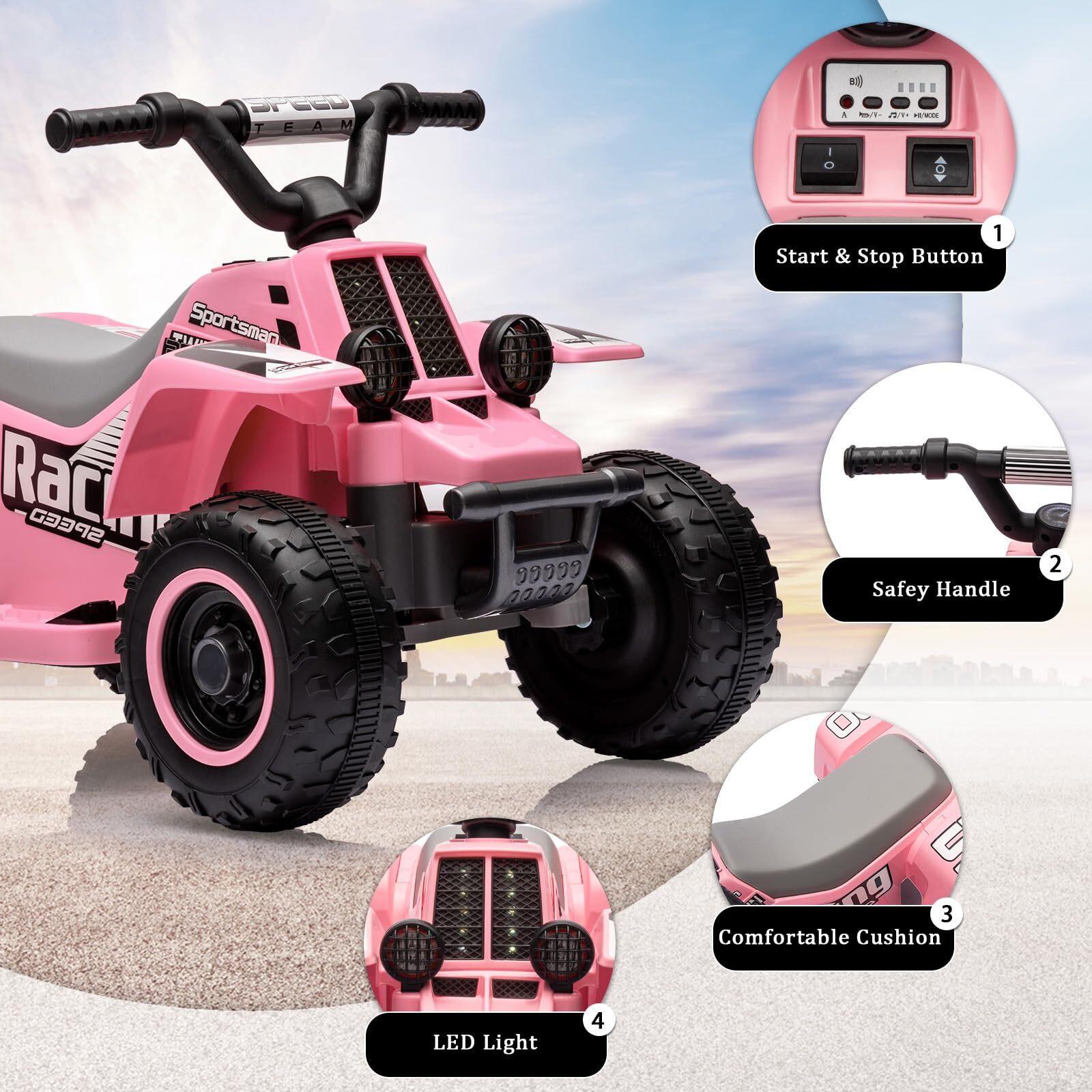 6V Kids ATV 4-Wheeler Ride On Car Electric Motorized Quad Battery Powered