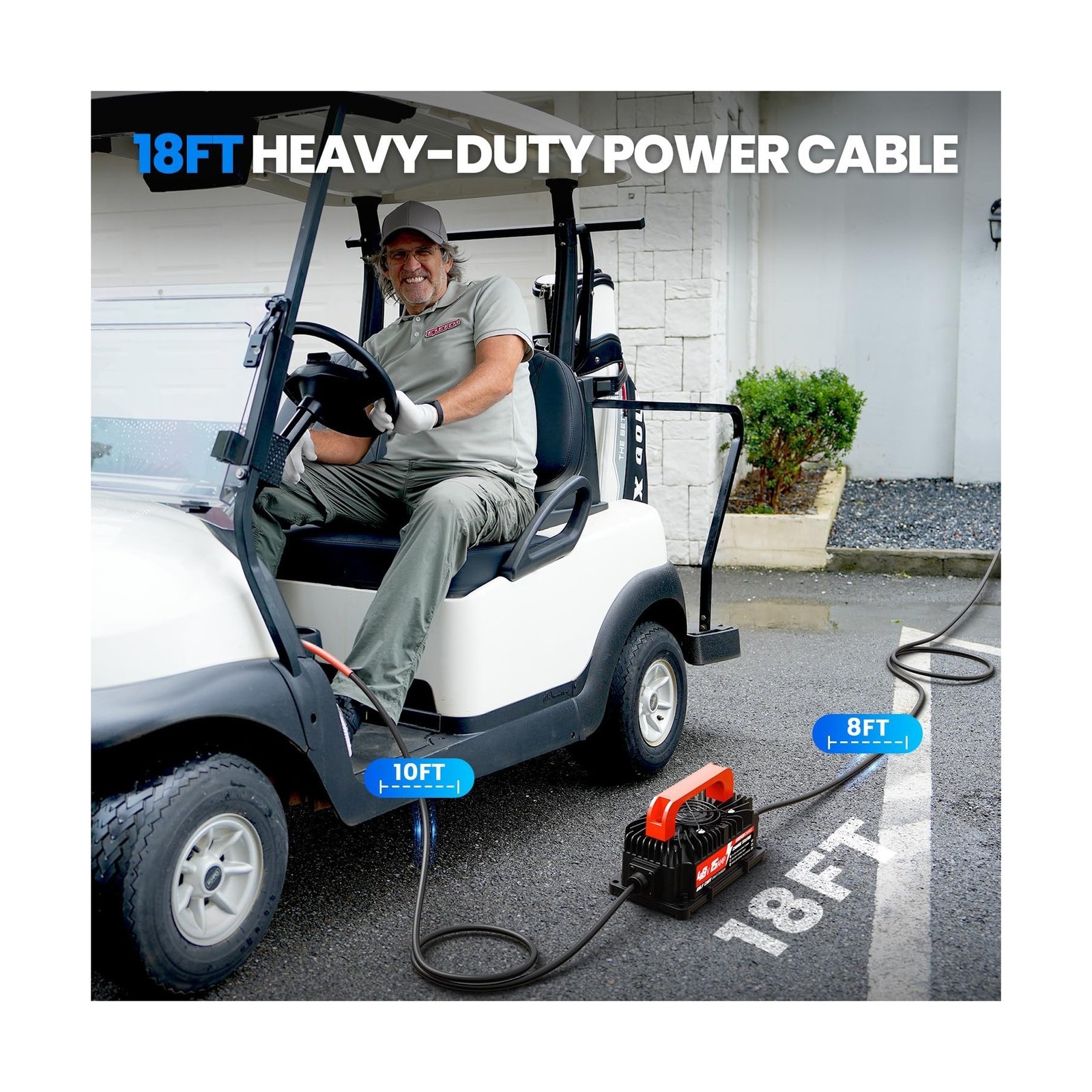 48 Volt 15 Amp Golf Cart Charger for Club Car Precedent & DS Series with 3-Pi…
