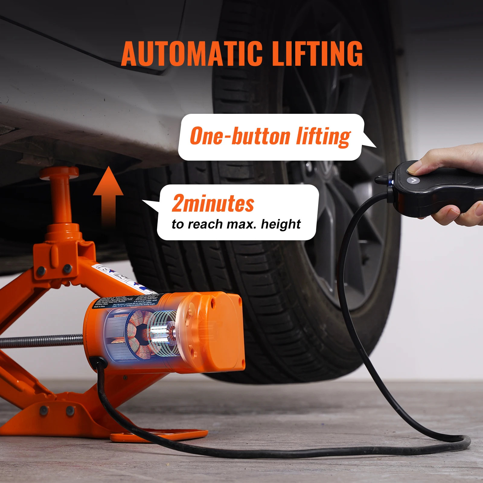 SucceBuy Electric Car Jack 3 Ton/6600lbs 12V Electric Scissor Jack Portable Car