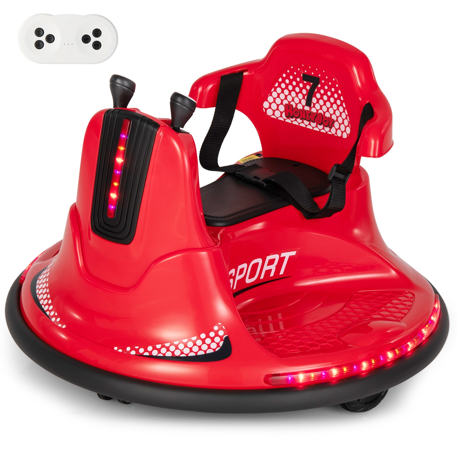 Kids Ride On Bumper Car 12V Battery Powered Car with Remote Control & LED Lights
