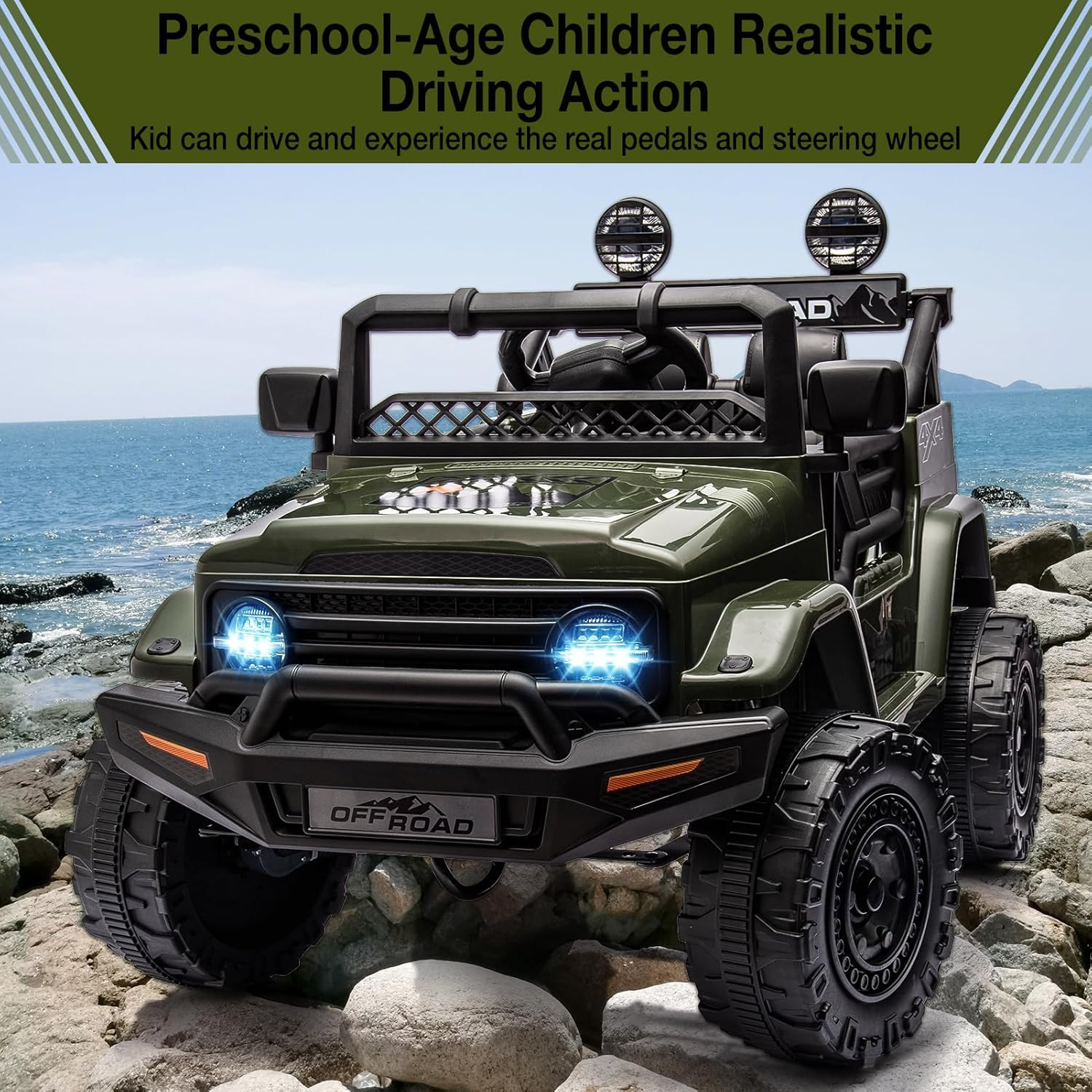 12V Electric Ride-On Truck for Kids – Remote Control Car with Spring Suspension,