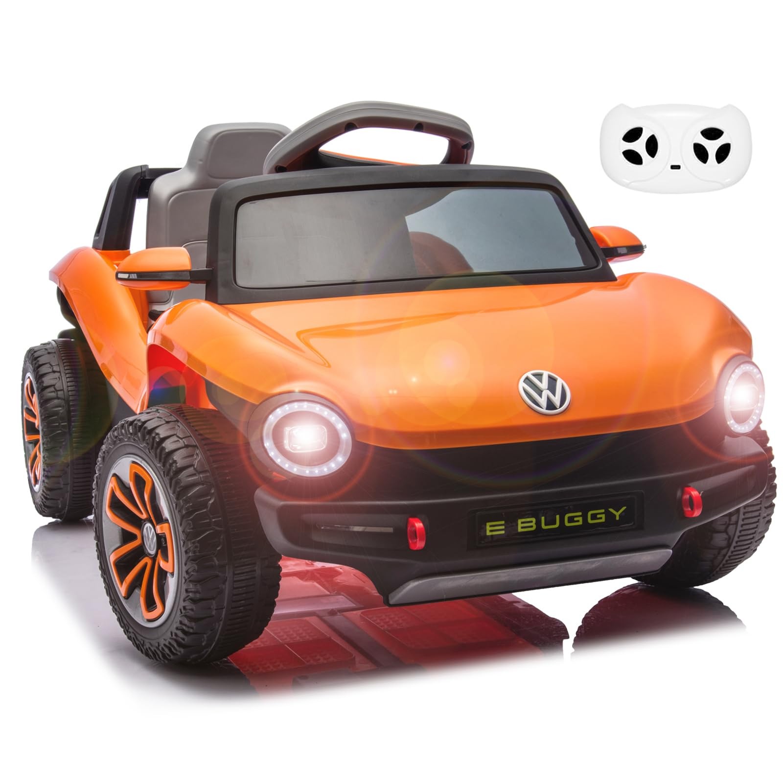 12V Licensed VW Beetle Ride On Car 1 Seater Parental Remote LED Lights Music USB