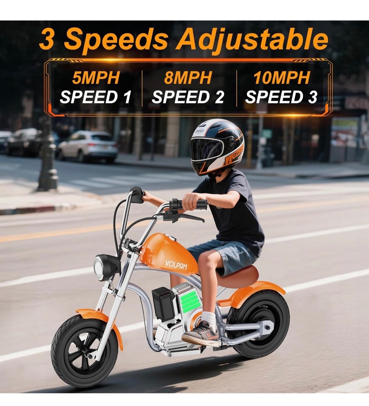 Kids Electric Dirt Bike 24V, LED Lights, Rear Brake, Leather Seat, Up to 10MPH