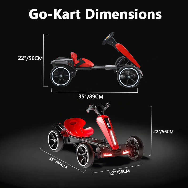 12V Electric Go Kart for Kids with Adjustable Seat Kids Pedal Go Kart, Red