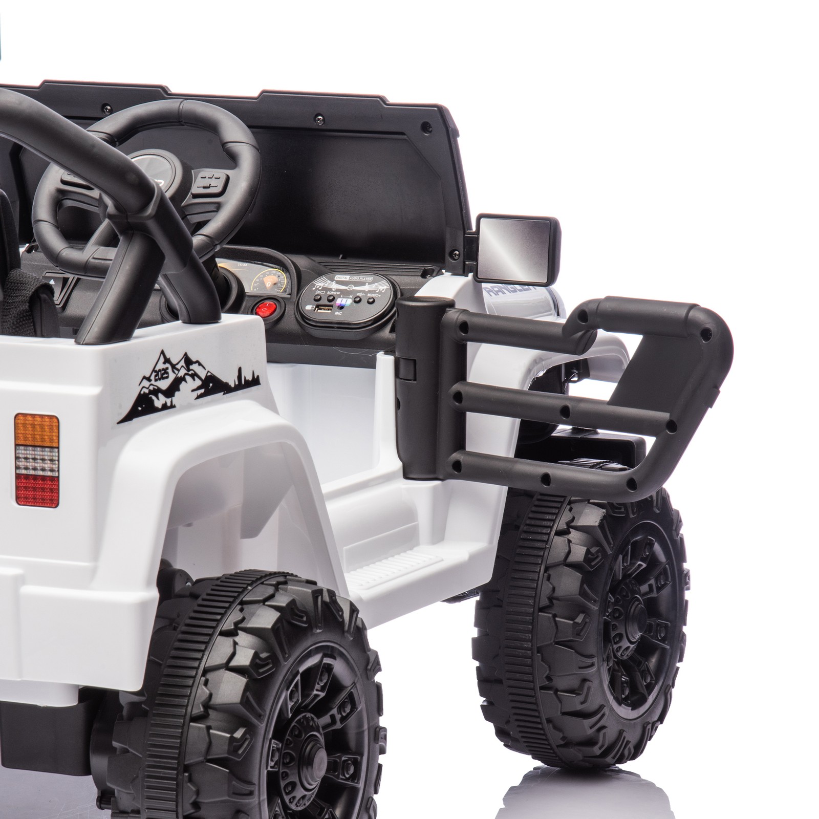 12V Kids Ride On Car Dual Drive 4 wheel With Bluetooth USB for Kids 2-4 White