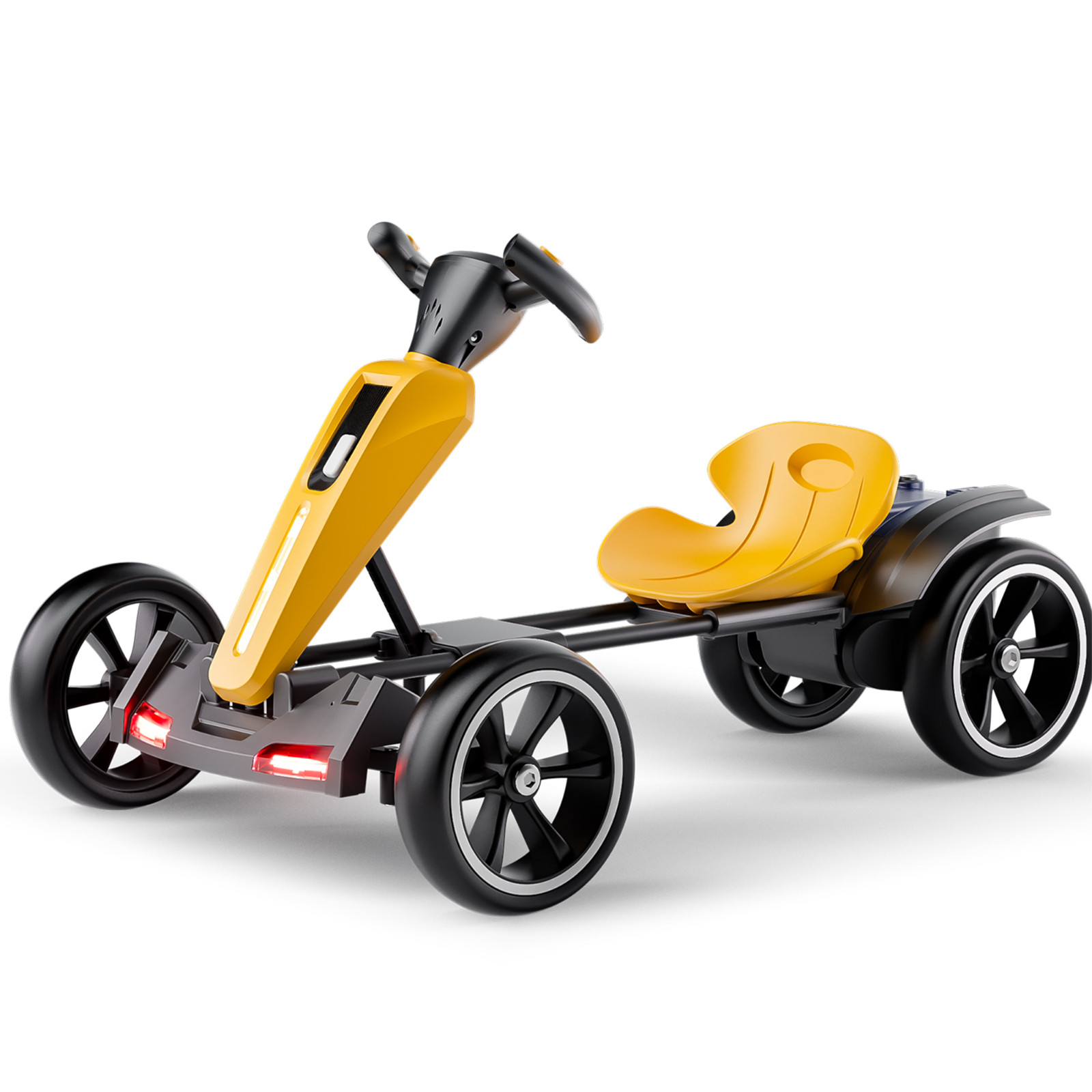 12V Electric Go Kart for Kids with Adjustable Seat Kids Pedal Go Kart, Yellow