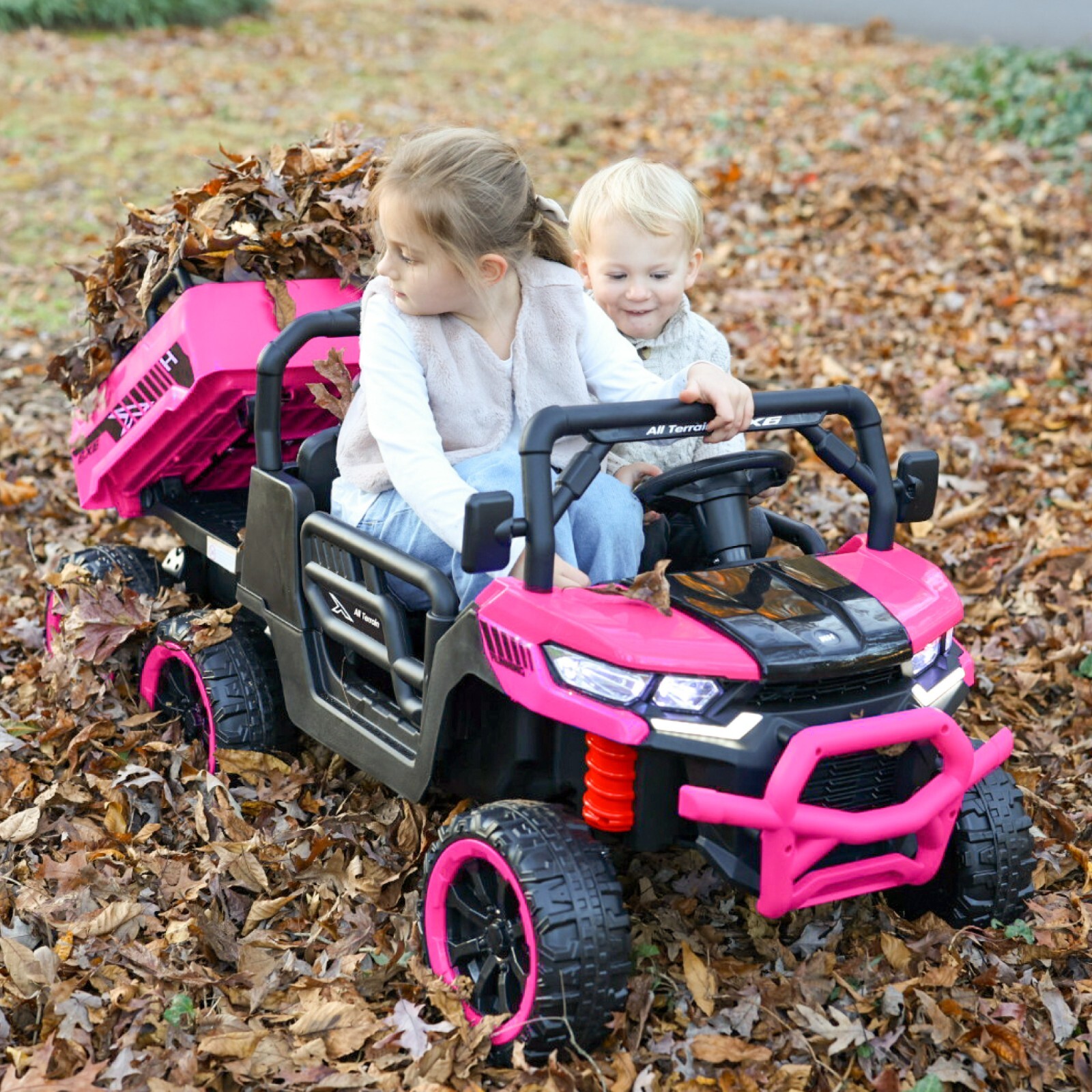 Pink 24V Kids Electric Car Battery Dump Bed Truck 7mph Ride on Toy w/Remote MP3